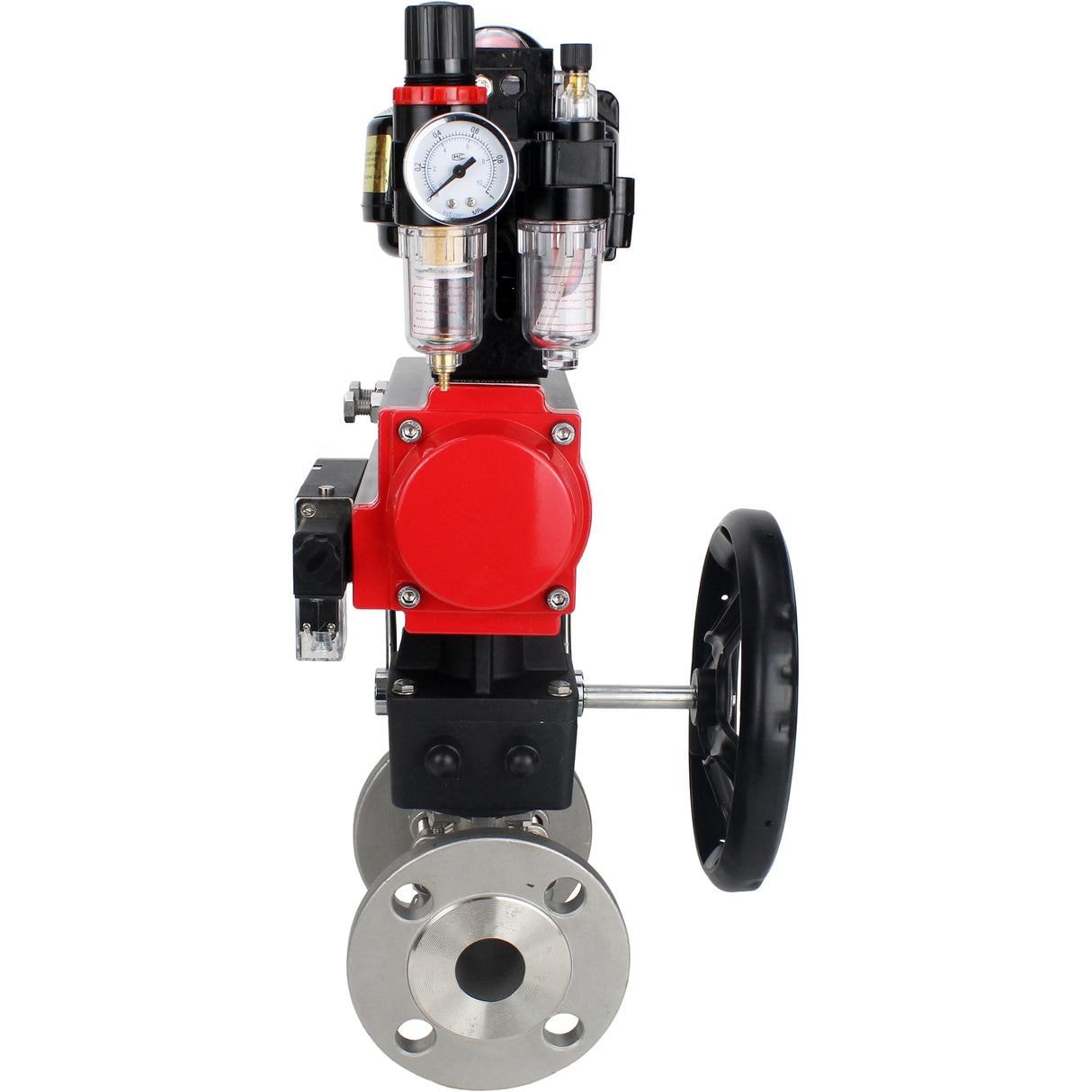 Ball valves Elephant BV3232P(3pc)-FP-F-ISO-H flanged, three-piece, body - stainless steel SS316, seal - PTFE, with pneumatic drive PA-DA-052-130 pneumatic distributor 4M310-08 NAMUR 24V reducer MON ATU AFC2000 LSU APL-510N-EX
