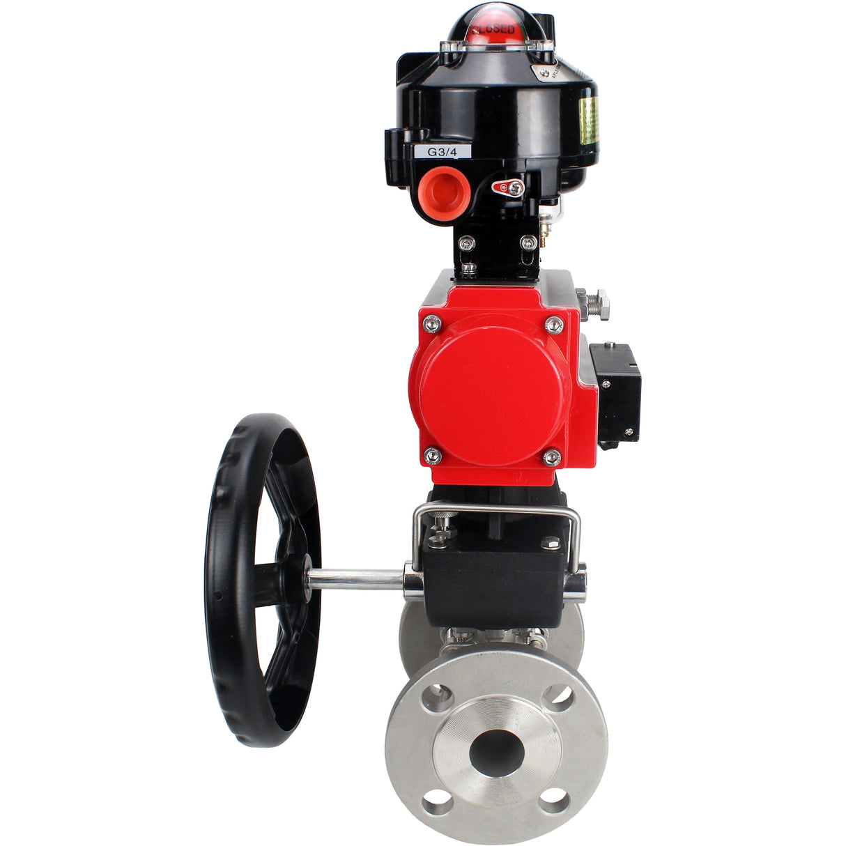 Ball valves Elephant BV3131P(3pc)-FP-F-ISO-H flanged, full bore, three-piece, body - stainless steel SS304, seal - PTFE, with pneumatic actuator PA-DA-052-130 pneumatic distributor 4M310 -08 24V gearbox MON ATU AFC2000 LSU APL-510N-