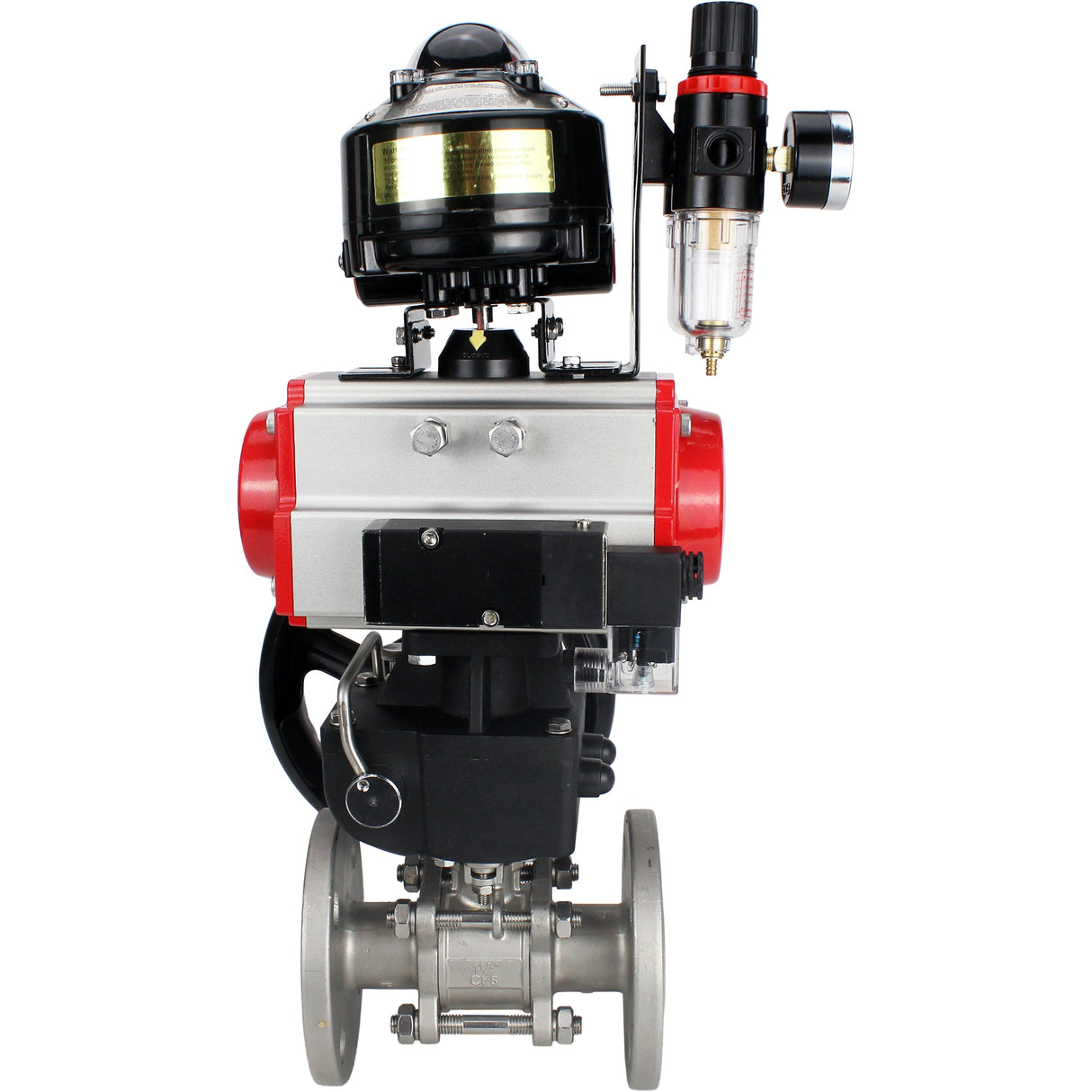 Ball valves Elephant BV3232P(3pc)-FP-F-ISO-H flanged, three-piece, body - stainless steel SS316, seal - PTFE, with pneumatic drive PA-DA-052-130 pneumatic distributor 4M310-08 NAMUR 24V reducer MON ATU AFC2000 LSU APL-510N-EX