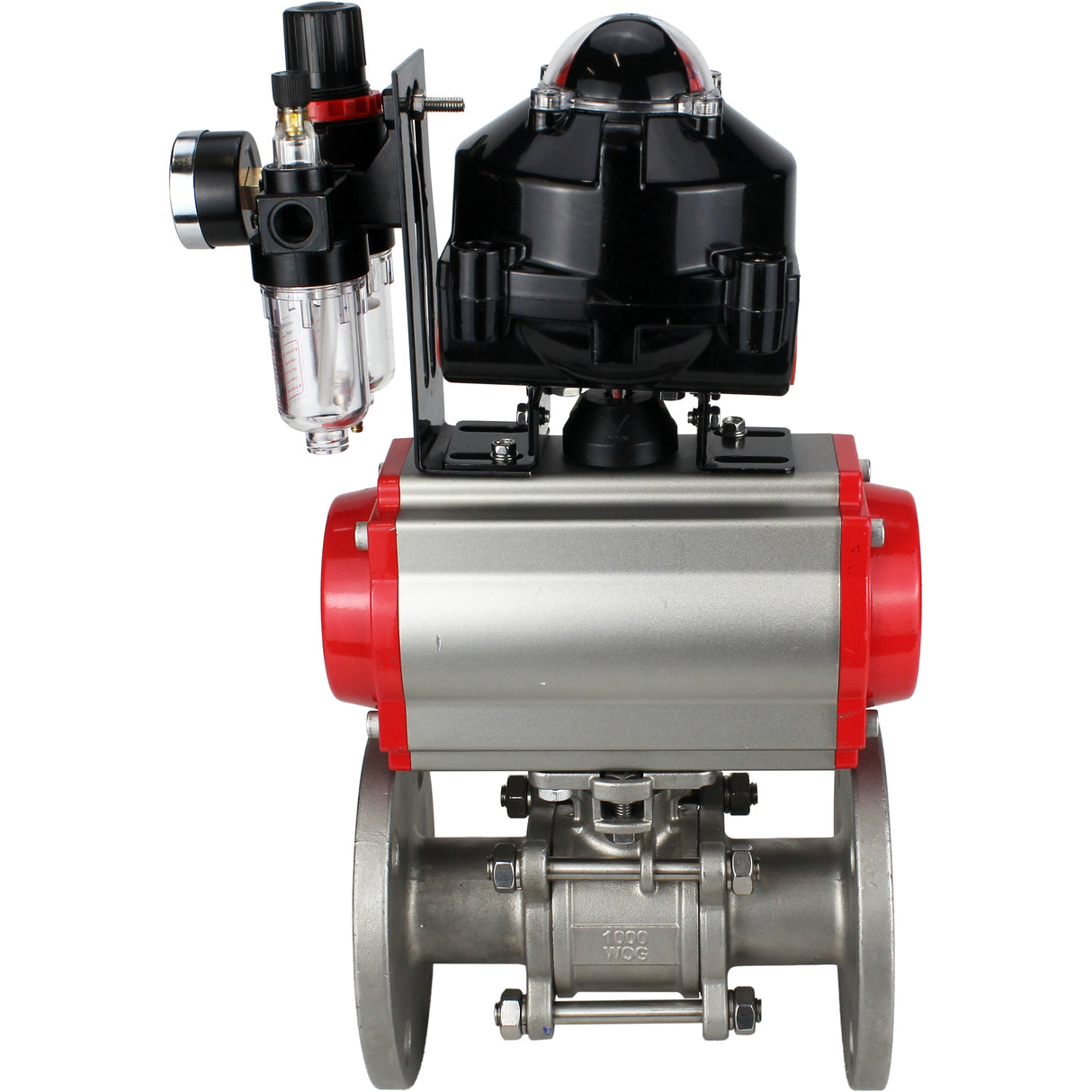 Ball valves Elephant BV3131P(3pc)-FP-F-ISO-H flanged, full bore, three-piece, stainless steel body. steel SS304, seal - PTFE, with pneumatic actuator Elephant PA-SA 065-160 pneumatic distributor 4M310-08 NAMUR 24V ATU AFC2000 APL-510N-EX