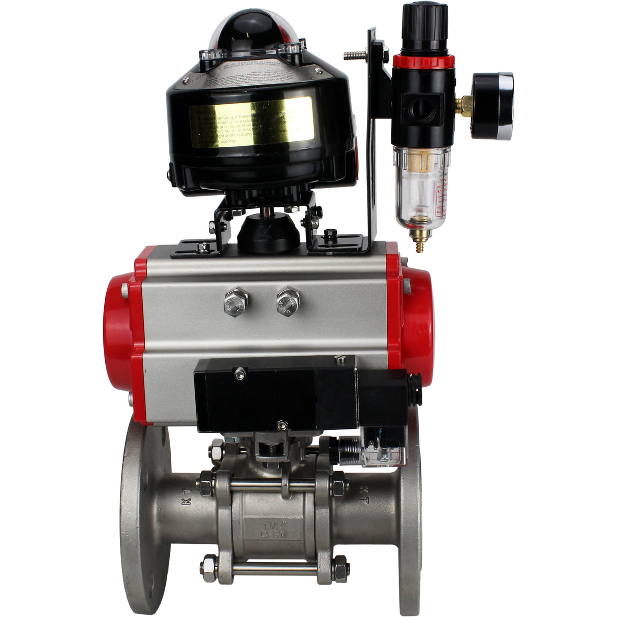Ball valves Elephant BV3131P(3pc)-FP-F-ISO-H flanged, full bore, three-piece, stainless steel body. steel SS304, seal - PTFE, with pneumatic actuator Elephant PA-SA 065-160 pneumatic distributor 4M310-08 NAMUR 24V ATU AFC2000 APL-510N-EX