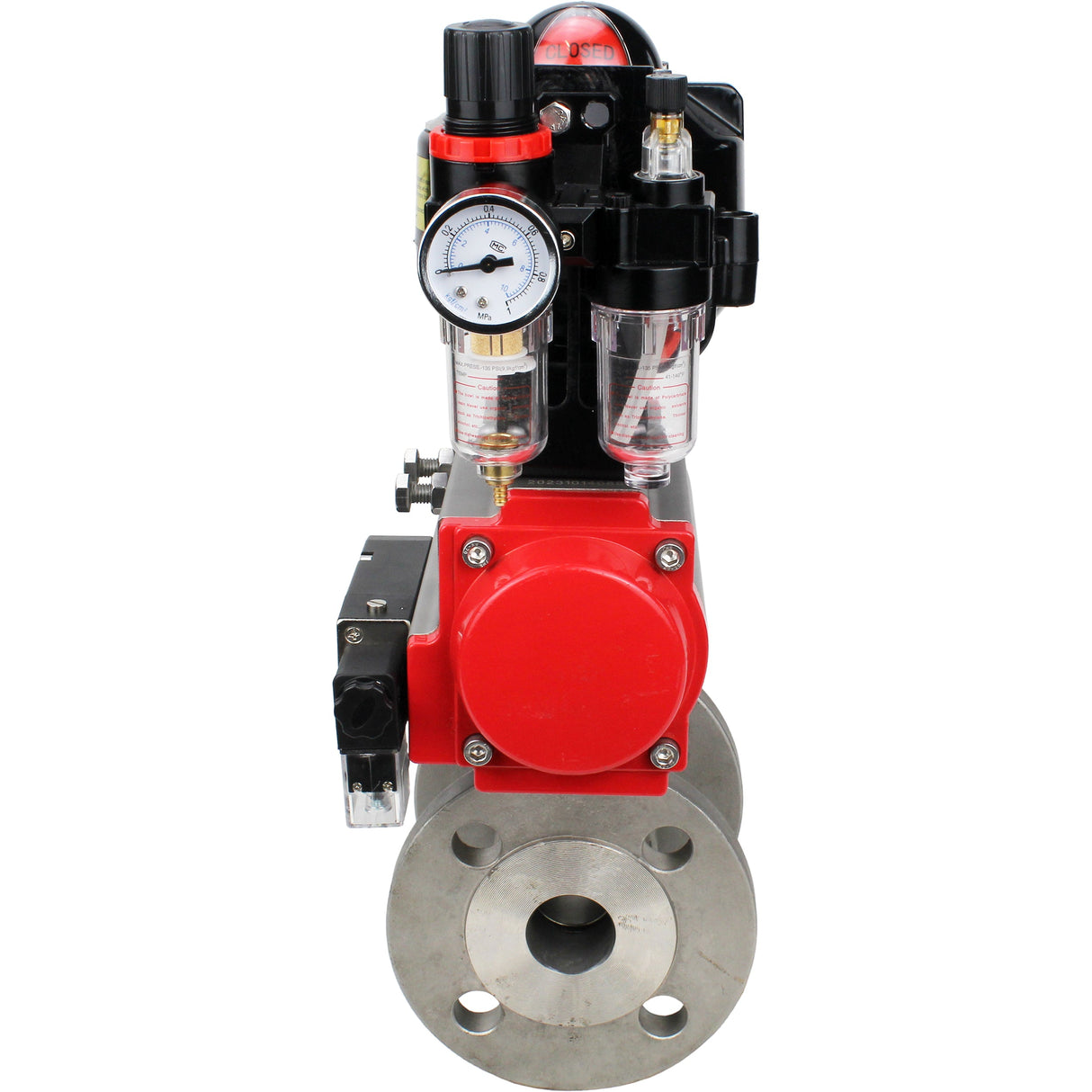 Ball valves Elephant BV3232P(2pc)-FP-F-ISO-H DN15-150 flanged, full bore, two-piece, stainless steel body. steel SS316, seal - PTFE, with pneumatic actuator Elephant PA-SA 052-210 pneumatic distributor 4M310-08 NAMUR 220V ATU AFC2000 APL-510N-EX