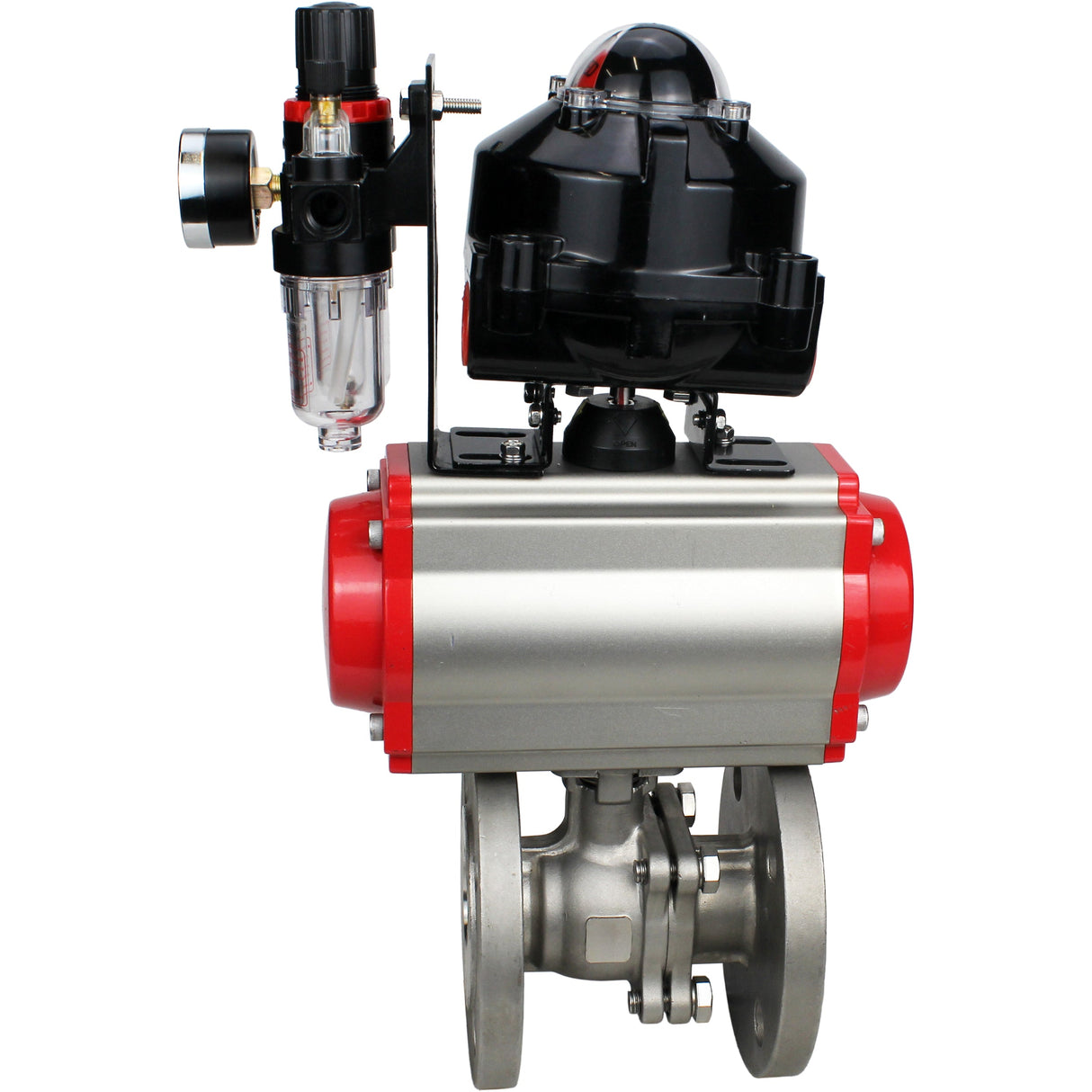 Ball valves Elephant BV3232P(2pc)-FP-F-ISO-H DN15-250 flanged, full bore, two-piece, stainless steel body. steel SS316, seal - PTFE, with pneumatic drive Elephant PA-DA 052-210 pneumatic distributor 4M310-08 NAMUR 220V ATU AFC2000 LSU APL-510N-EX