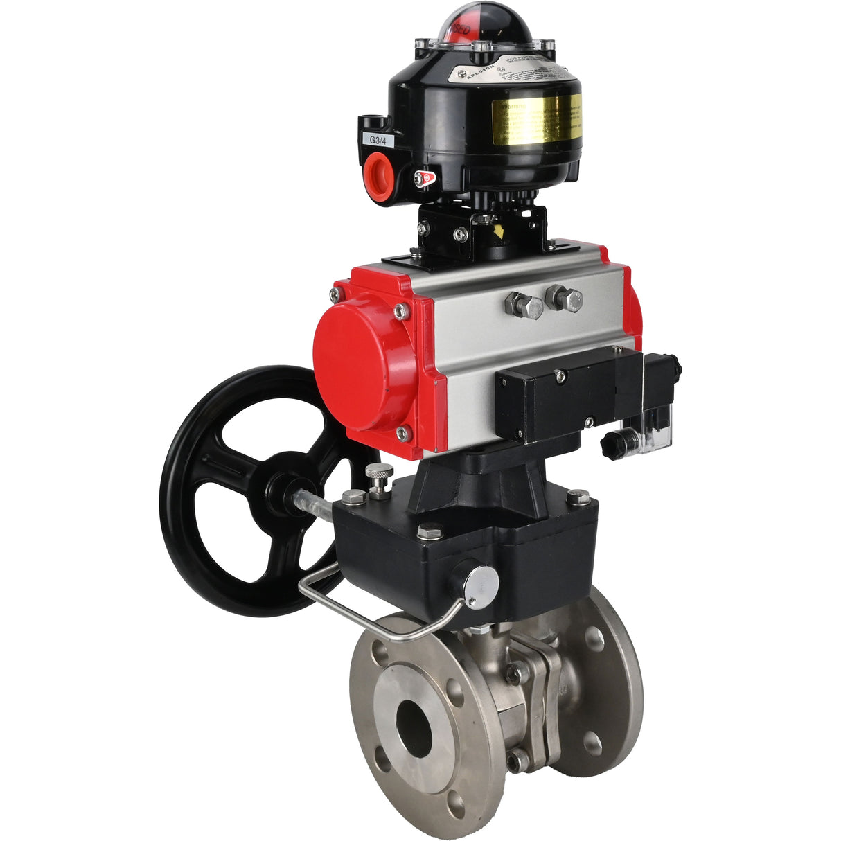 Ball valves Elephant BV3232P(2pc)-FP-F-ISO-H DN15-250 flanged, full bore, two-piece, stainless steel body. steel SS316, seal - PTFE, with pneumatic drive Elephant PA-DA 052-210 pneumatic distributor 4M310-08 NAMUR 24V gearbox MON LSU APL-510N-EX