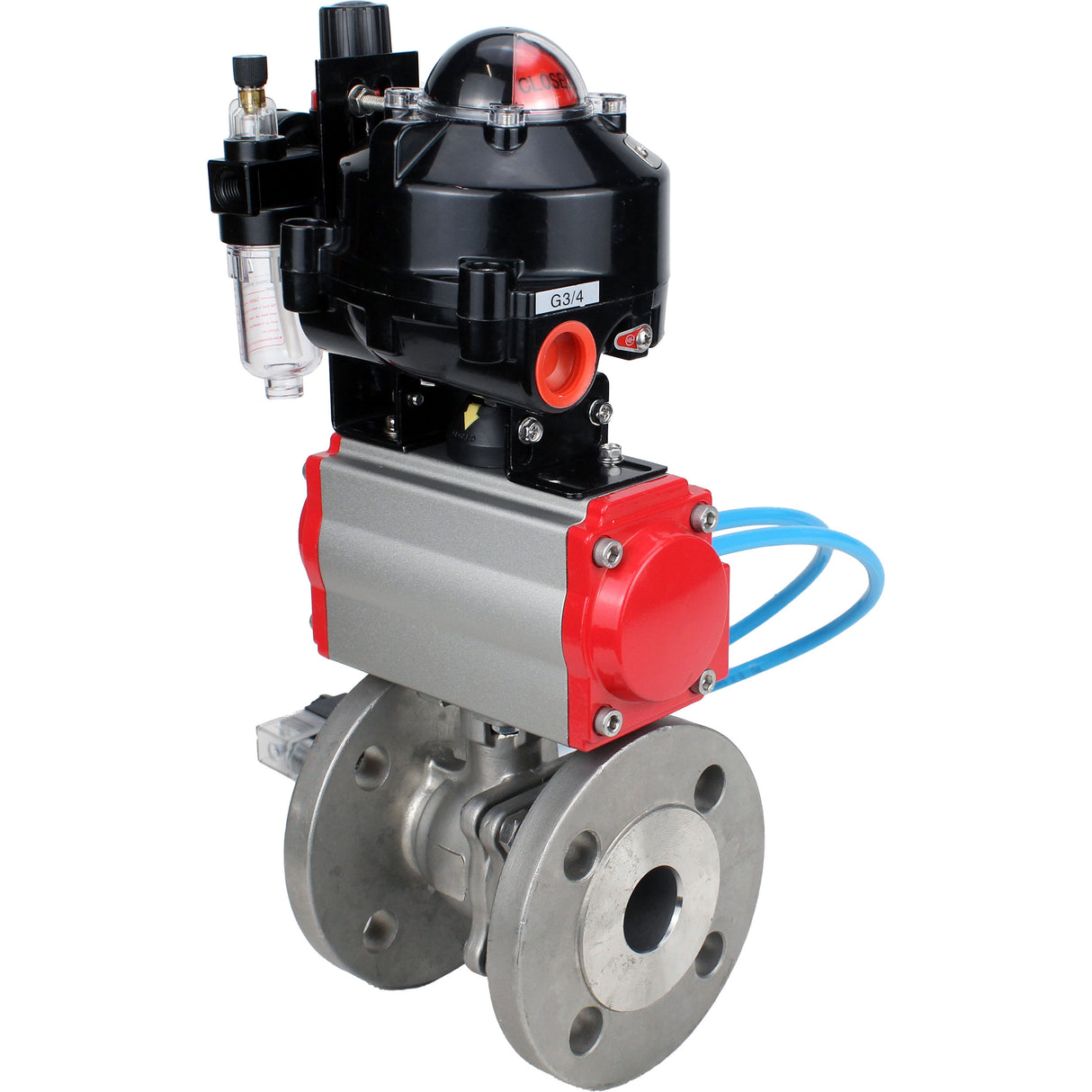 Ball valves Elephant BV3232P(2pc)-FP-F-ISO-H DN15-150 flanged, full bore, two-piece, stainless steel body. steel SS316, seal - PTFE, with pneumatic actuator Elephant PA-SA 052-210 pneumatic distributor 4V320-10 ATU AFC2000 APL-510N-EX