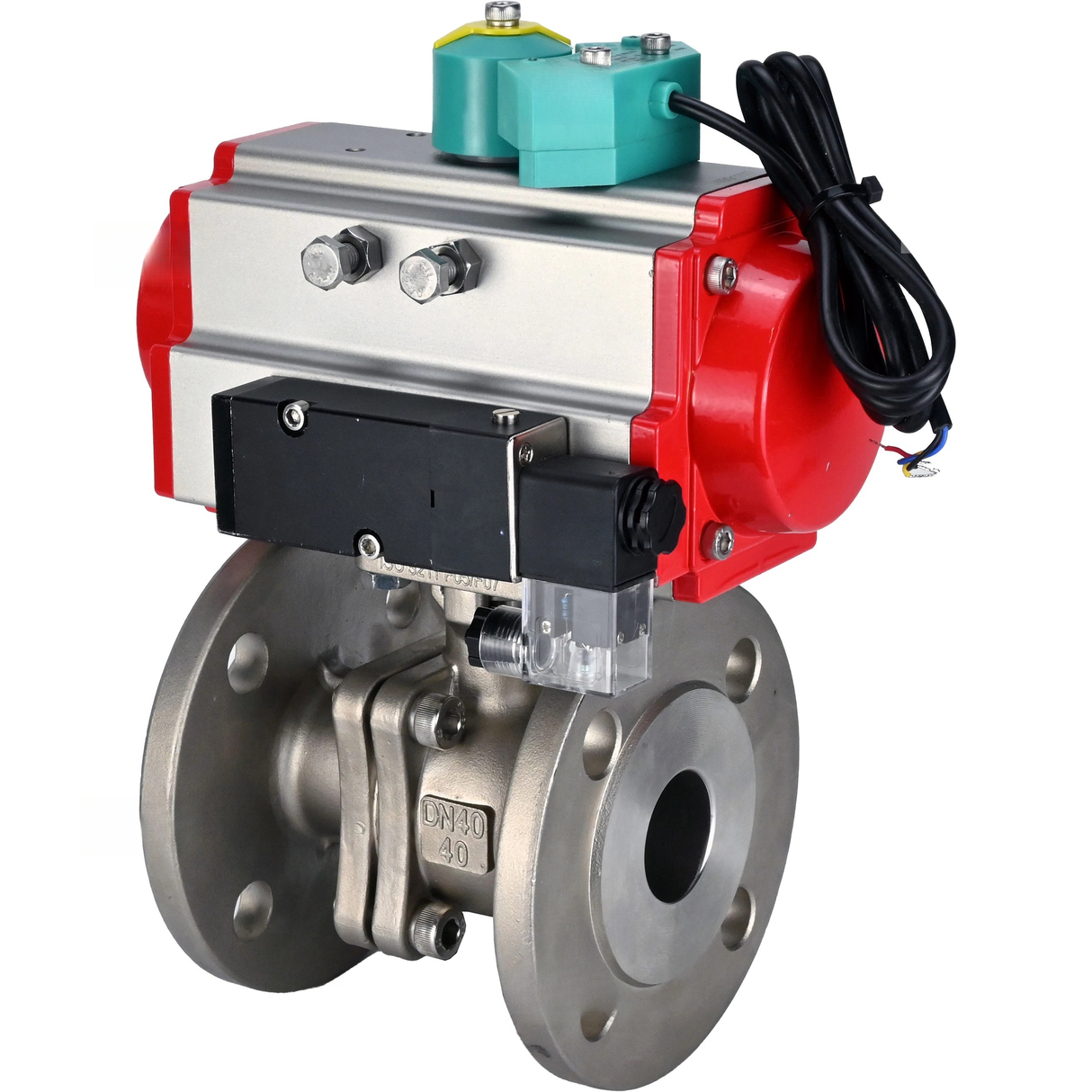 Ball valves Elephant BV3232P(2pc)-FP-F-ISO-H DN15-300 40 bar/16 full bore, flanged, body - 316 stainless steel, seal - PTFE, with PA-DA pneumatic actuator, pneumatic distributor 4M310-08 NAMUR 220V and ALS200D magnetic switch