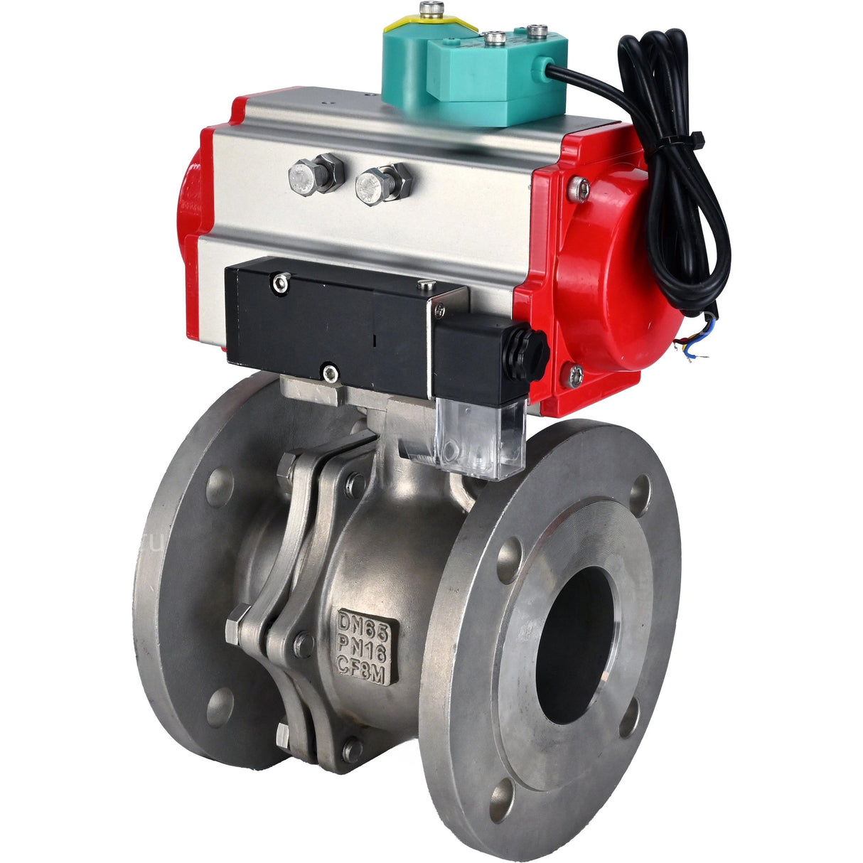Ball valves Elephant BV3232P(2pc)-FP-F-ISO-R DN200-300 16 bar full bore, flanged, body - 316 stainless steel, seal - PTFE, with PA-DA pneumatic actuator, pneumatic distributor 4M310-08 NAMUR 24V and ALS200D magnetic switch