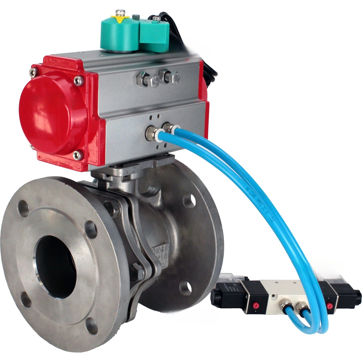 Ball valves Elephant BV3232P(2pc)-FP-F-ISO-R DN200-300 16 bar full bore, flanged, body - 316 stainless steel, seal - PTFE, with PA-DA pneumatic actuator, pneumatic distributor 4V320-08 220V and ALS200D magnetic switch