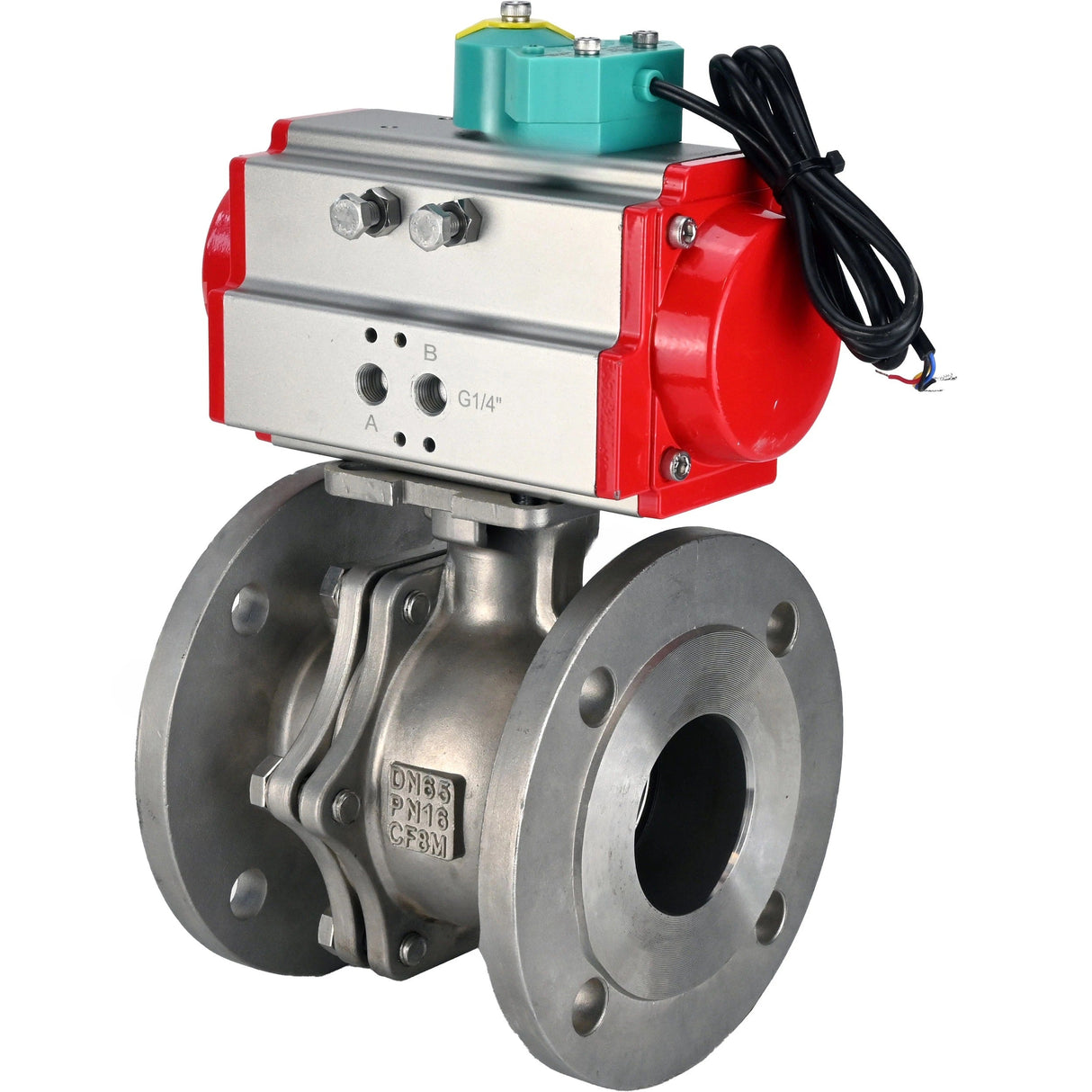 Ball valves Elephant BV3232P(2pc)-FP-F-ISO-R DN200-300 16 bar full bore, flanged, body - 316 stainless steel, seal - PTFE, with pneumatic drive PA-DA and ALS200D magnetic switch