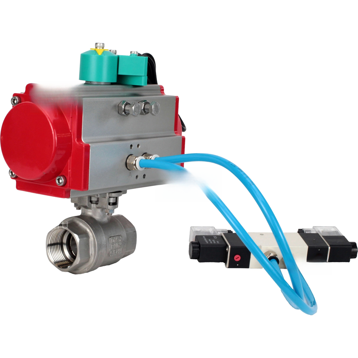 Ball valves Elephant BV3232P(2pc)-FP-T-ISO-H DN10-100 63/40 bar full bore, internal thread, body - 316 stainless steel, seal - PTFE, with PA-DA pneumatic actuator, pneumatic distributor 4V320-10 220V and ALS200D magnetic switch