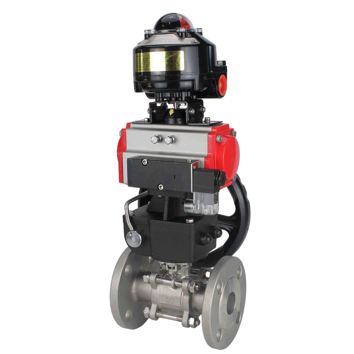 Ball valves Elephant BV3232P(3pc)-FP-F-ISO-H flanged, full bore, three-piece, stainless steel body. steel SS316, seal - PTFE, with pneumatic drive Elephant PA-DA 052-130 pneumatic distributor 4M310-08 NAMUR 220V gearbox MON LSU APL-510N-EX