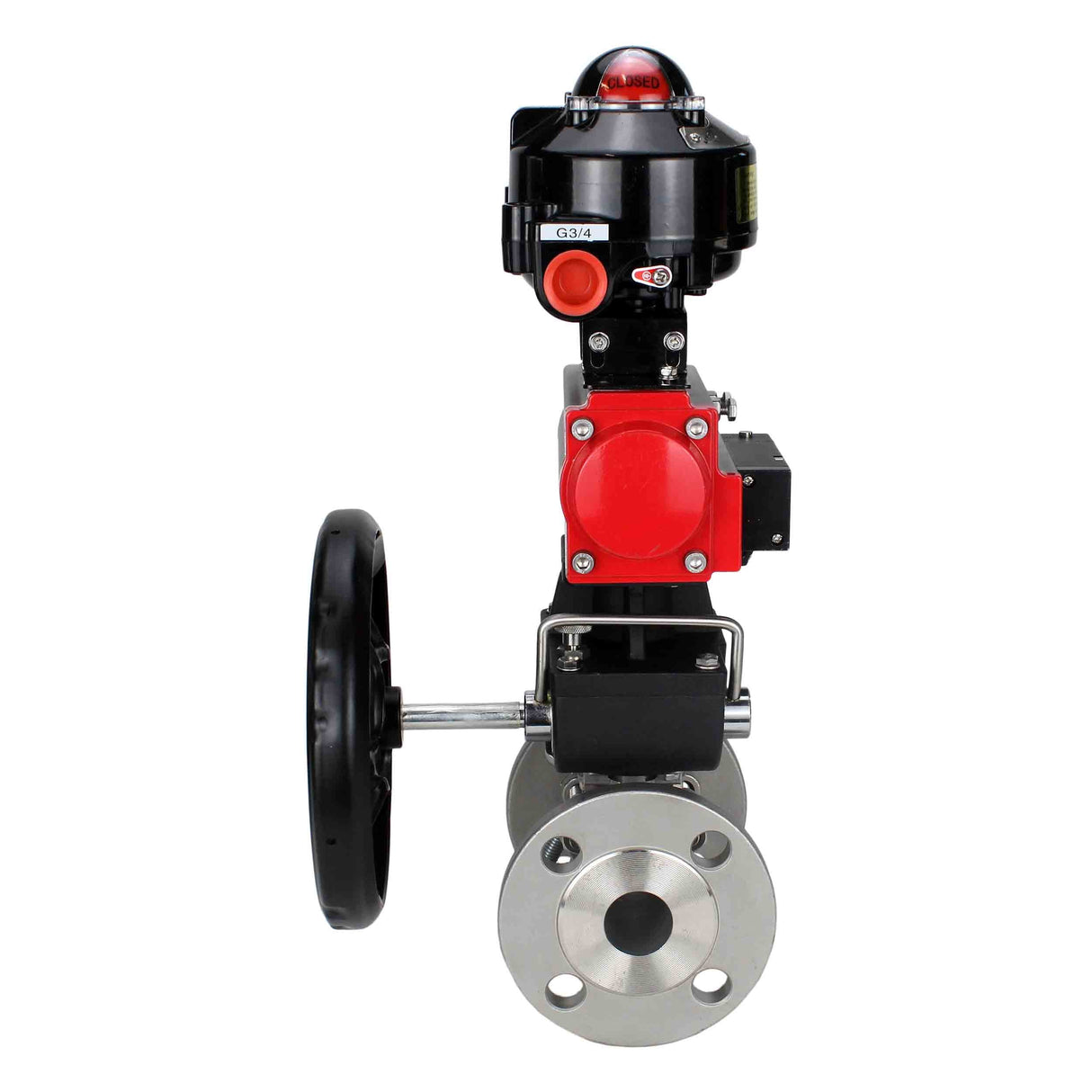 Ball valves Elephant BV3232P(3pc)-FP-F-ISO-H flanged, full bore, three-piece, stainless steel body. steel SS316, seal - PTFE, with pneumatic drive Elephant PA-DA 052-130 pneumatic distributor 4M310-08 NAMUR 220V gearbox MON LSU APL-510N-EX