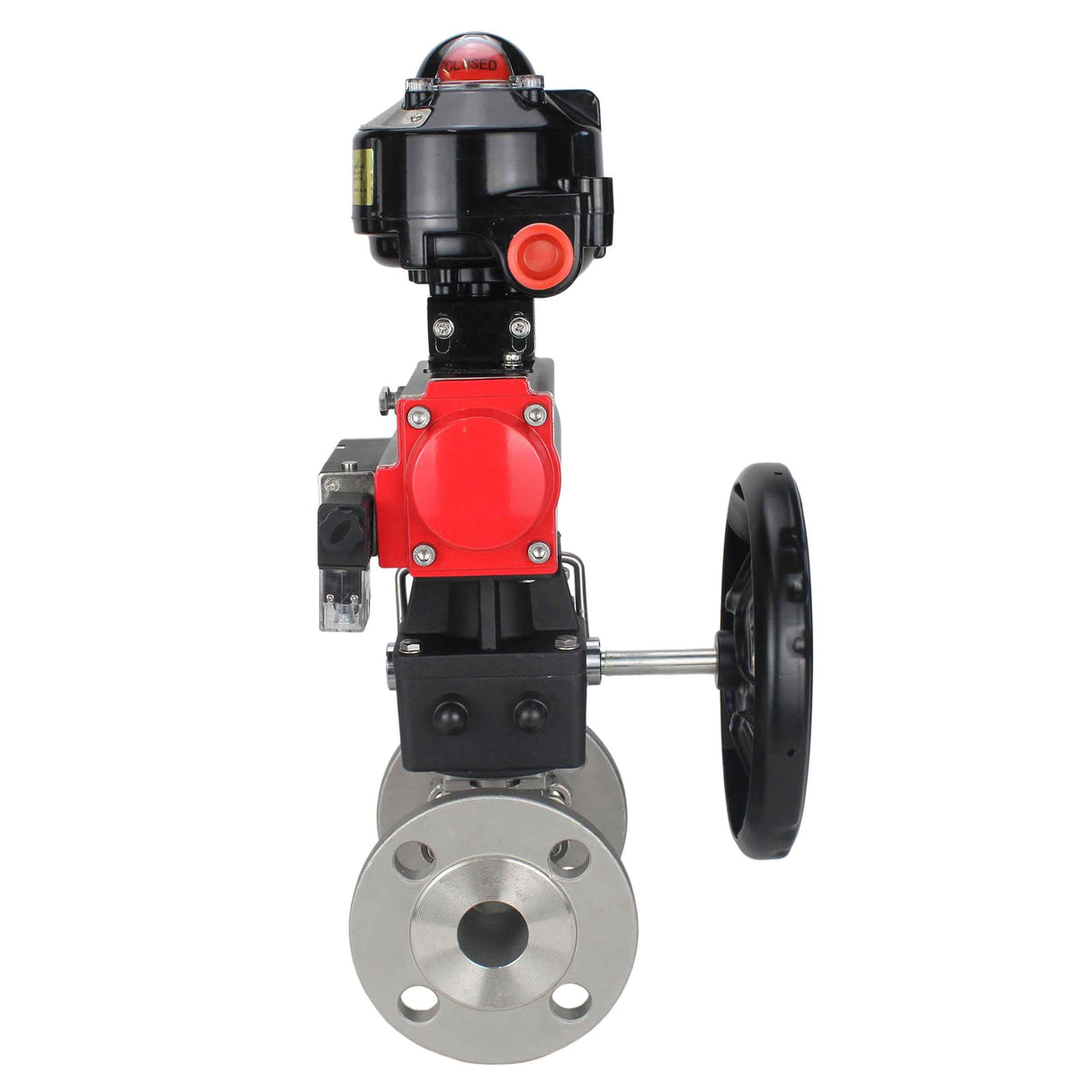 Ball valves Elephant BV3232P(3pc)-FP-F-ISO-H flanged, full bore, three-piece, stainless steel body. steel SS316, seal - PTFE, with pneumatic drive Elephant PA-DA 052-130 pneumatic distributor 4M310-08 NAMUR 220V gearbox MON LSU APL-510N-EX