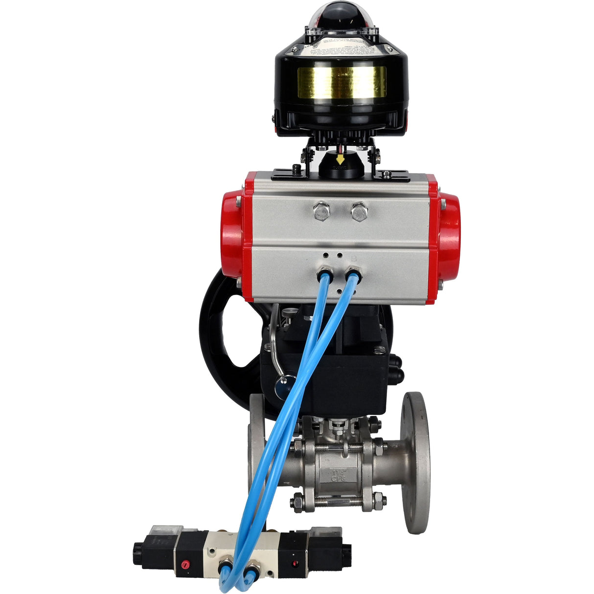 Ball valves Elephant BV3232P(3pc)-FP-F-ISO-H flanged, full bore, three-piece, stainless steel body. steel SS316, seal - PTFE, with pneumatic drive Elephant PA-DA 052-130 pneumatic distributor 4V320-08 gearbox MON LSU APL-510N-EX