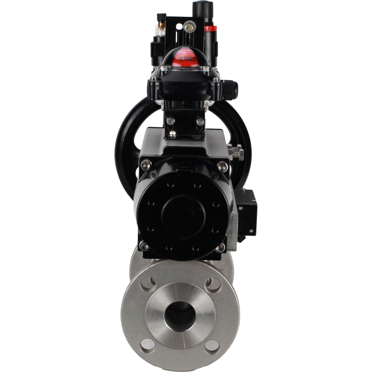 Ball valves Elephant BV3232P(3pc)-FP-F-ISO-H DN65-100 25/40 bar flanged with ISO flange, body - 316 stainless steel, full bore, seal - PTFE, with pneumatic drive PA-DA-105-1, pneumatic distributor 4M310-08 NAMUR 24V, LSU APL-210N, ATU AFC2000
