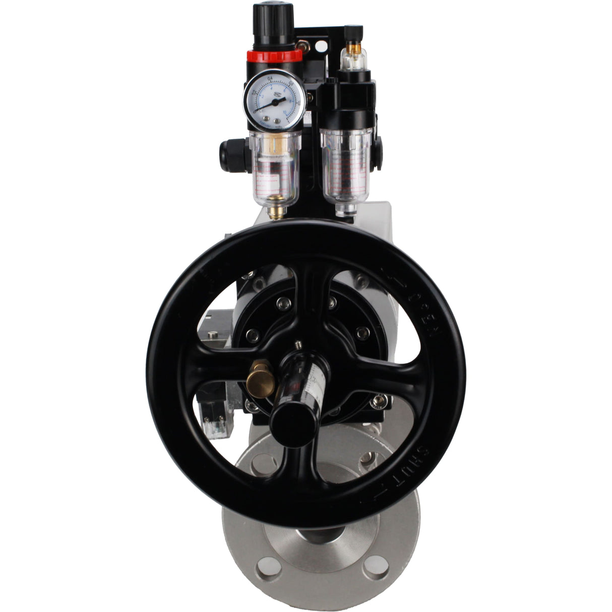 Ball valves Elephant BV3232P(3pc)-FP-F-ISO-H DN65-100 25/40 bar flanged with ISO flange, body - 316 stainless steel, full bore, seal - PTFE, with pneumatic drive PA-DA-105-1, pneumatic distributor 4M310-08 NAMUR 24V, LSU APL-210N, ATU AFC2000