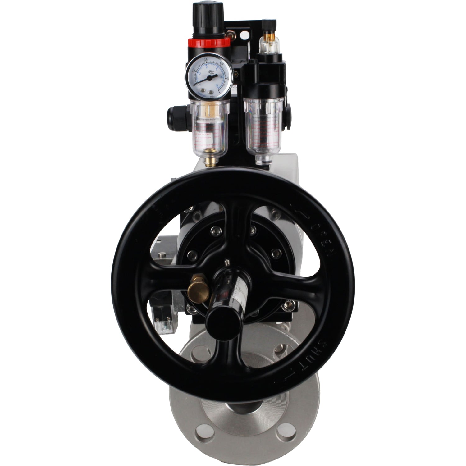 Ball valves Elephant BV3232P(3pc)-FP-F-ISO-H DN65-100 25/40 bar flanged with ISO flange, body - 316 stainless steel, full bore, seal - PTFE, with pneumatic drive PA-DA-105-1, pneumatic distributor 4M310-08 NAMUR 24V, LSU APL-210N, ATU AFC2000