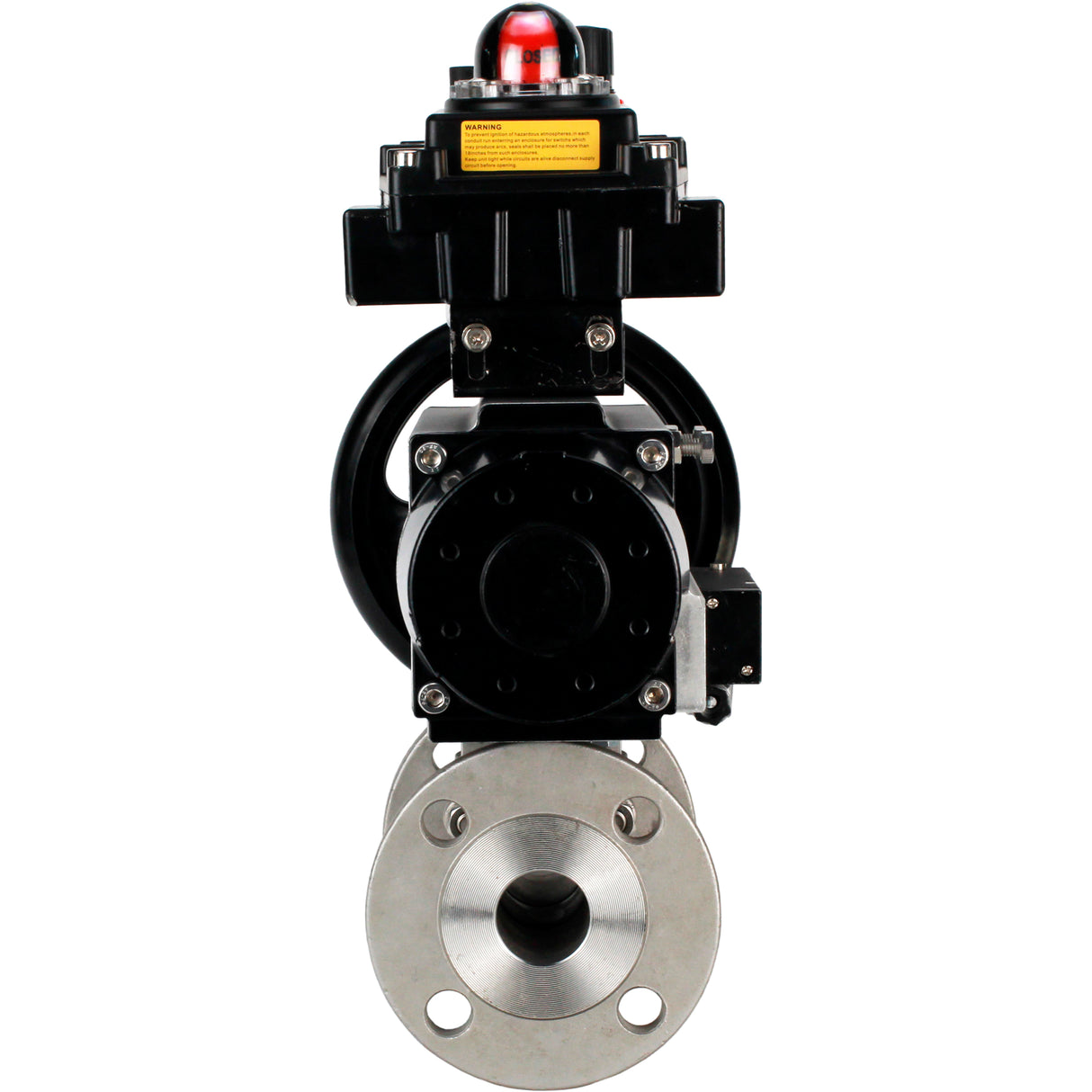 Ball valves Elephant BV3232P(3pc)-FP-F-ISO-H DN65-100 25/40 bar flanged with ISO flange, body - 316 stainless steel, full bore, seal - PTFE, with pneumatic drive PA-DA-105-1, pneumatic distributor 4M310-08 NAMUR 24V, LSU APL-410N Ex, ATU AFC2000