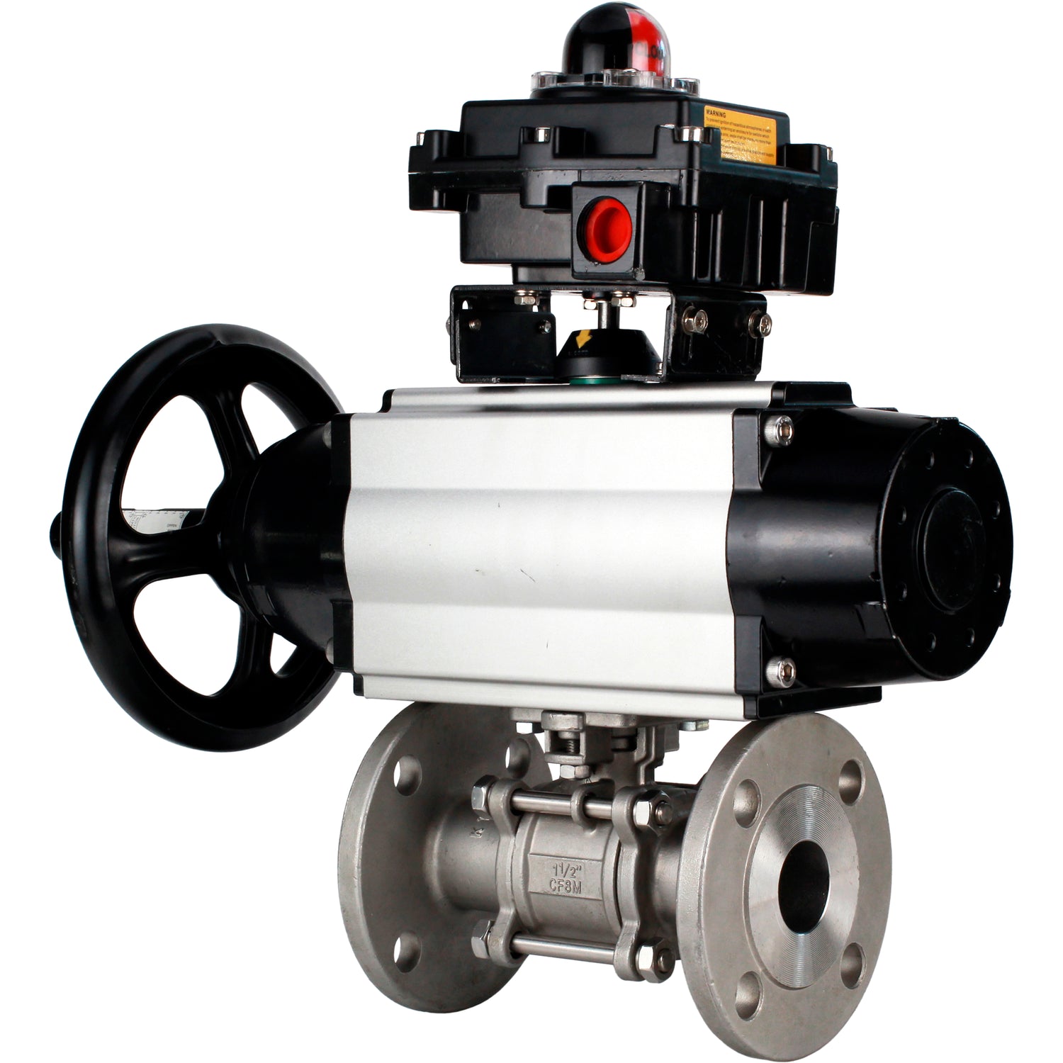 Ball valves Elephant BV3232P(3pc)-FP-F-ISO-H DN65-100 25/40 bar flanged with ISO flange, body - 316 stainless steel, full bore, seal - PTFE, with pneumatic drive PA-DA-105-1, pneumatic distributor 4M310-08 220V, LSU APL-410N Ex