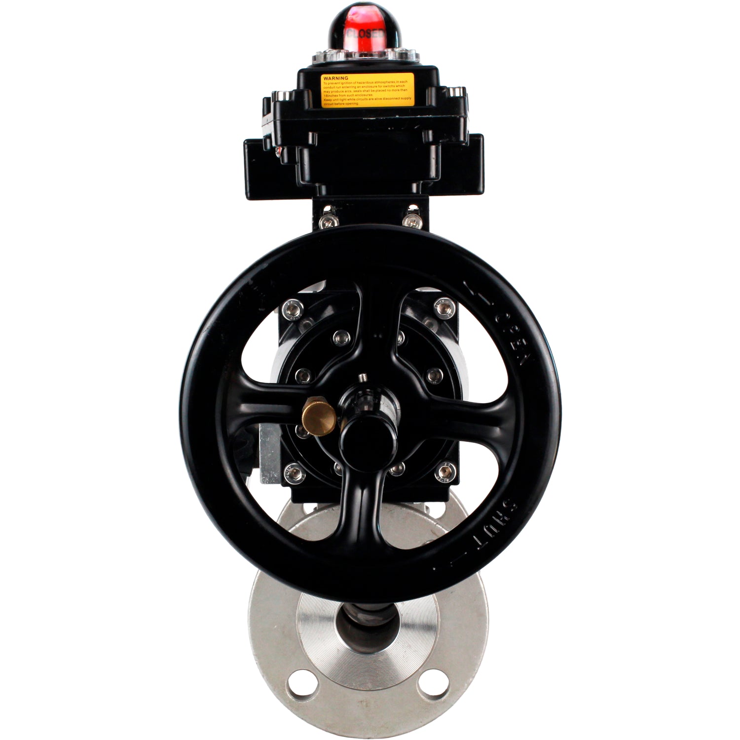 Ball valves Elephant BV3232P(3pc)-FP-F-ISO-H DN65-100 25/40 bar flanged with ISO flange, body - 316 stainless steel, full bore, seal - PTFE, with pneumatic drive PA-DA-105-1, pneumatic distributor 4M310-08 220V, LSU APL-410N Ex