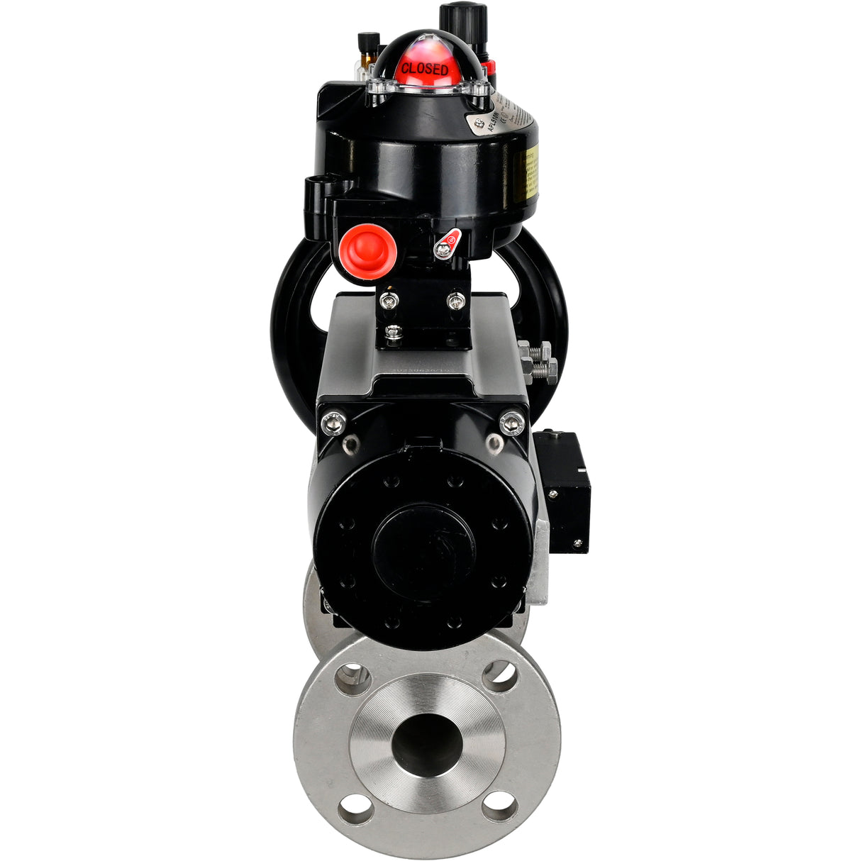 Ball valves Elephant BV3232P(3pc)-FP-F-ISO-H DN65-100 25/40 bar flanged with ISO flange, body - 316 stainless steel, full bore, seal - PTFE, with pneumatic drive PA-DA-105-1, pneumatic distributor 4M310-08 NAMUR 24V, LSU APL-510N Ex, ATU AFC2000