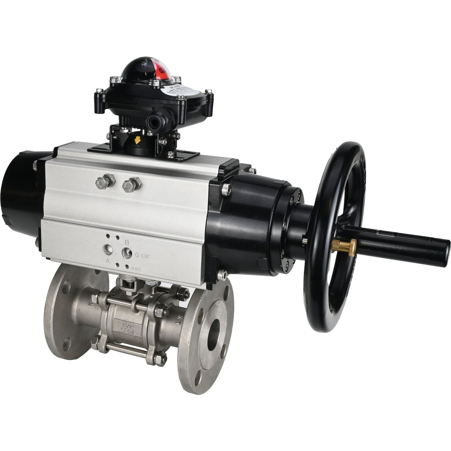 Ball valves Elephant BV3232P(3pc)-FP-F-ISO-H DN65-100 25/40 bar flanged with ISO flange, body - 316 stainless steel, full bore, seal - PTFE, with pneumatic drive PA-DA-105-1, LSU APL-210N