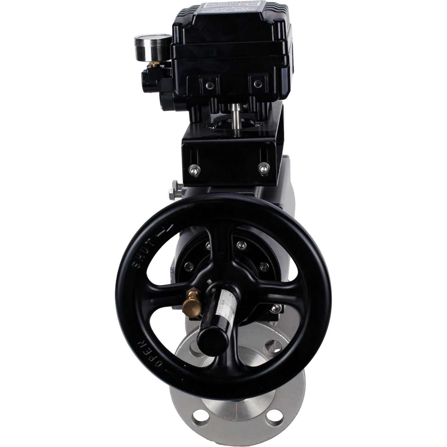 Ball valves Elephant BV3232P(3pc)-FP-F-ISO-H DN65-100 25/40 bar flanged with ISO flange, body - 316 stainless steel, full bore, seal - PTFE, with pneumatic drive PA-DA-105-1, YT-1000RSN electro-pneumatic positioner with feedback