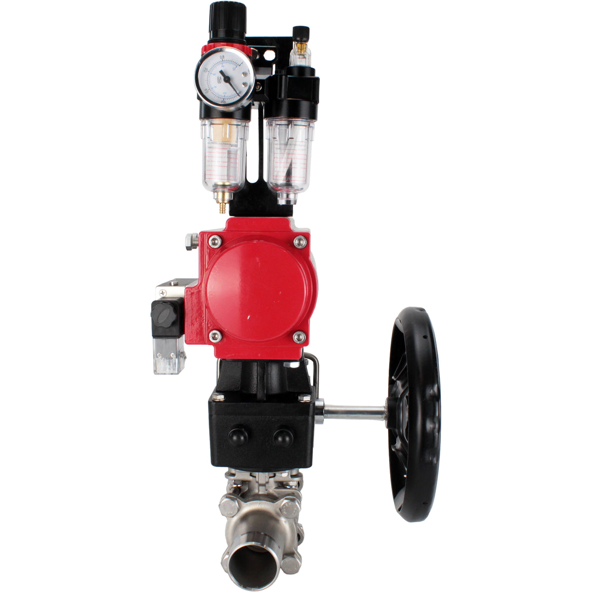 Ball valves Elephant BV3131P(3pc)-FP-W-ISO-H LONG full bore, body - stainless steel 304, for welding, with pneumatic actuator PA-DA, pneumatic distributor 4M310-08 NAMUR 220V, MON reducer and ATU AFC2000