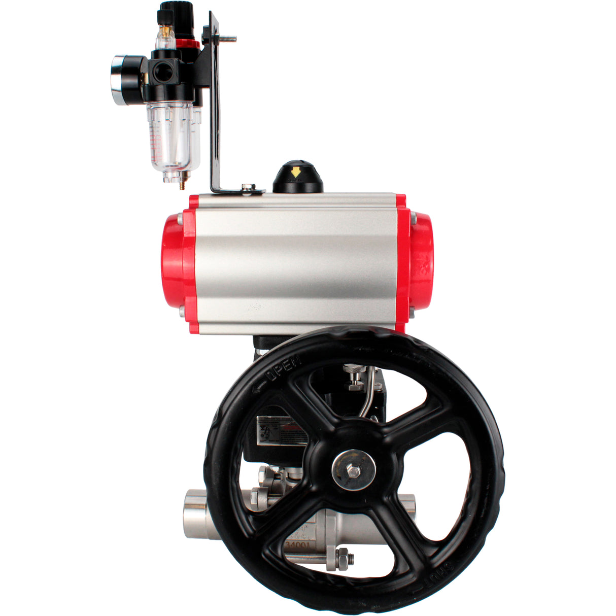 Ball valves Elephant BV3131P(3pc)-FP-W-ISO-H LONG full bore, body - stainless steel 304, for welding, with pneumatic actuator PA-DA, pneumatic distributor 4M310-08 NAMUR 220V, MON reducer and ATU AFC2000