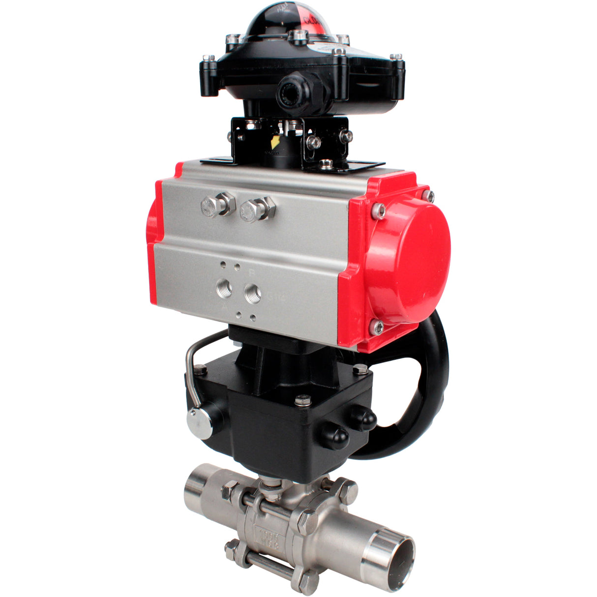 Ball valves Elephant BV3232P(3pc)-FP-W-ISO-H LONG DN50-150 full bore, body - stainless steel 316, welded, with Elephant PA-DA pneumatic actuator, Elephant MON gearbox and APL- limit switch block 210N