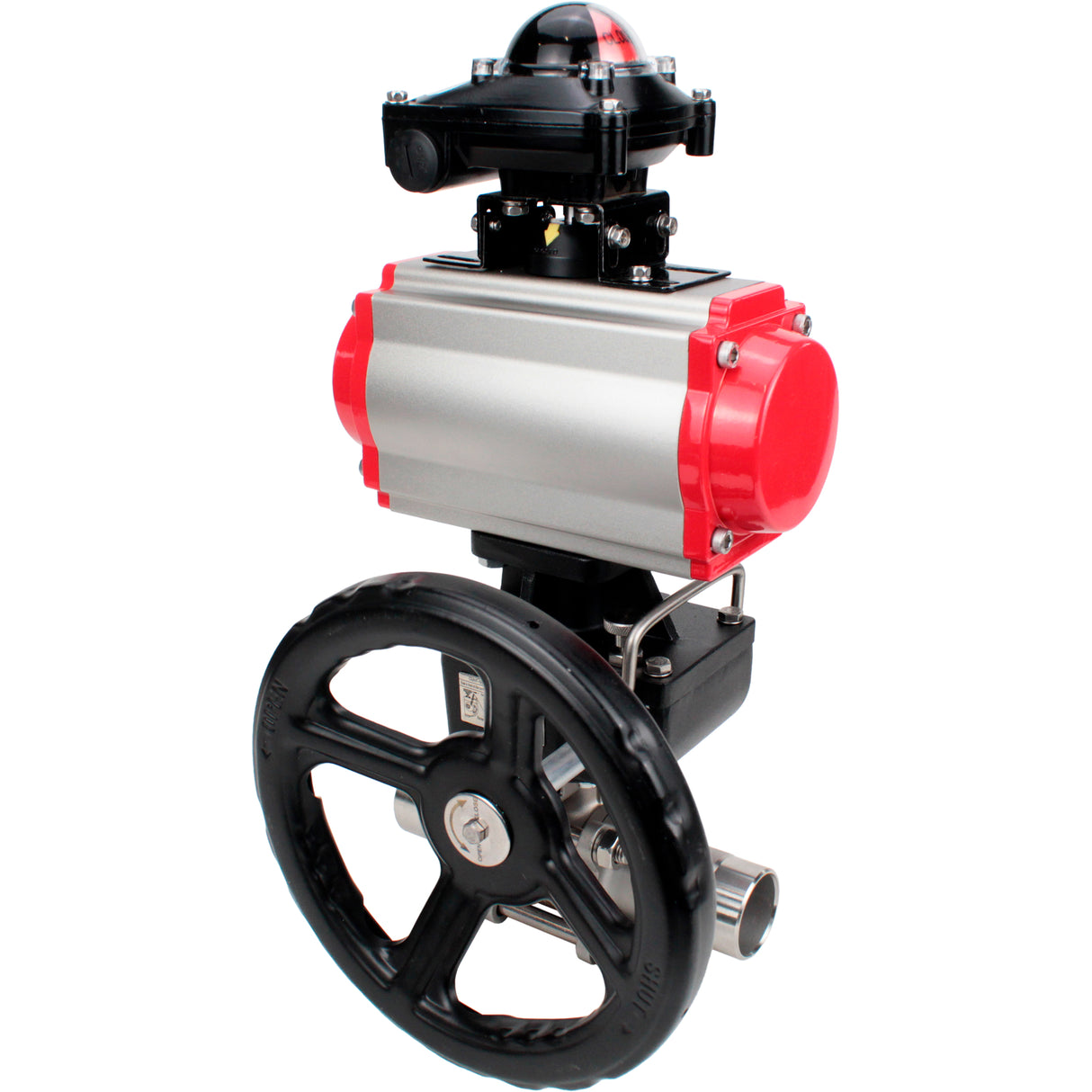 Ball valves Elephant BV3131P(3pc)-FP-W-ISO-H LONG DN50-150 full bore, body - stainless steel 304, welded, with Elephant PA-DA pneumatic actuator, Elephant MON gearbox and APL- limit switch block 210N