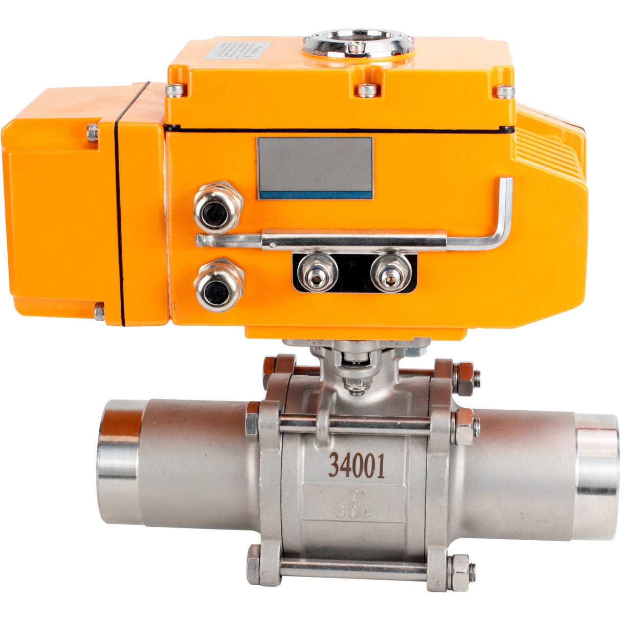 Ball valves Elephant BV3131P(3pc)-FP-W-ISO-H LONG full bore, body - stainless steel 304, welded, with 1/4-turn electric drive Elephant QT-N-EM-B1-220VAC-U1 with feedback sensor and input control signal 0-10V