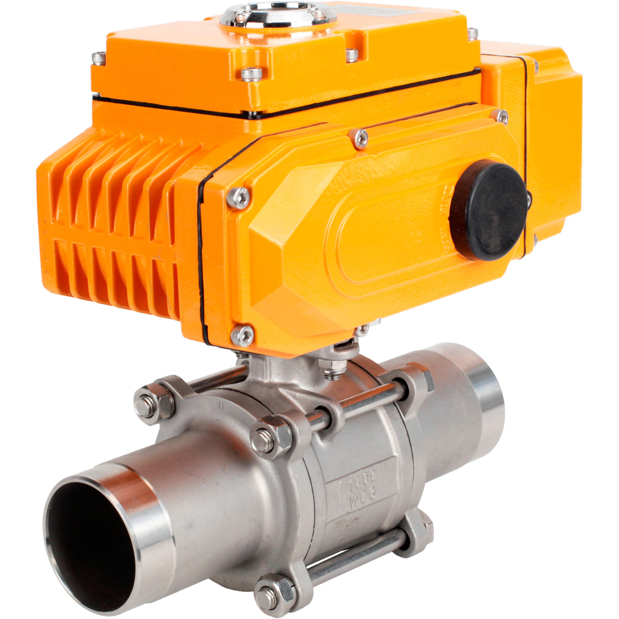 Ball valves Elephant BV3131P(3pc)-FP-W-ISO-H LONG full bore, body - stainless steel 304, welded, with 1/4-turn electric drive Elephant QT-N-EM-B1-220VAC-U1 with feedback sensor and input control signal 0-10V