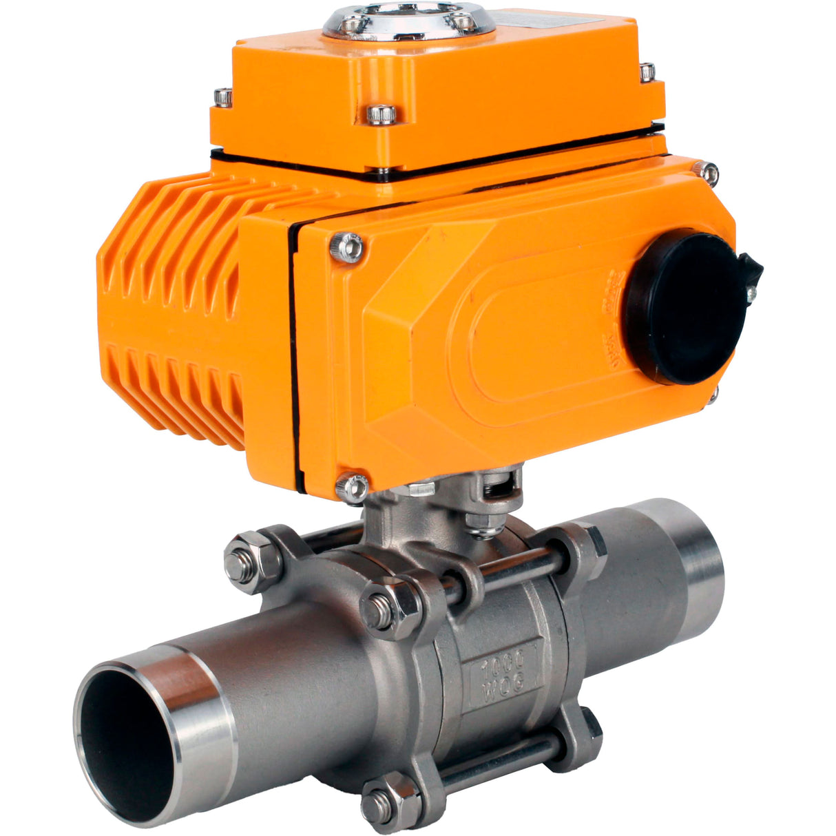 Ball valves Elephant BV3131P(3pc)-FP-W-ISO-H LONG full bore, body - stainless steel 304, welded, with 1/4-turn electric drive Elephant QT-N-EM-O1-24VDC-U1 24V