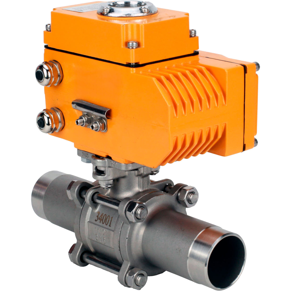 Ball valves Elephant BV3131P(3pc)-FP-W-ISO-H LONG full bore, body - stainless steel 304, welded, with 1/4-turn electric drive Elephant QT-N-EM-O1-24VDC-U1 24V