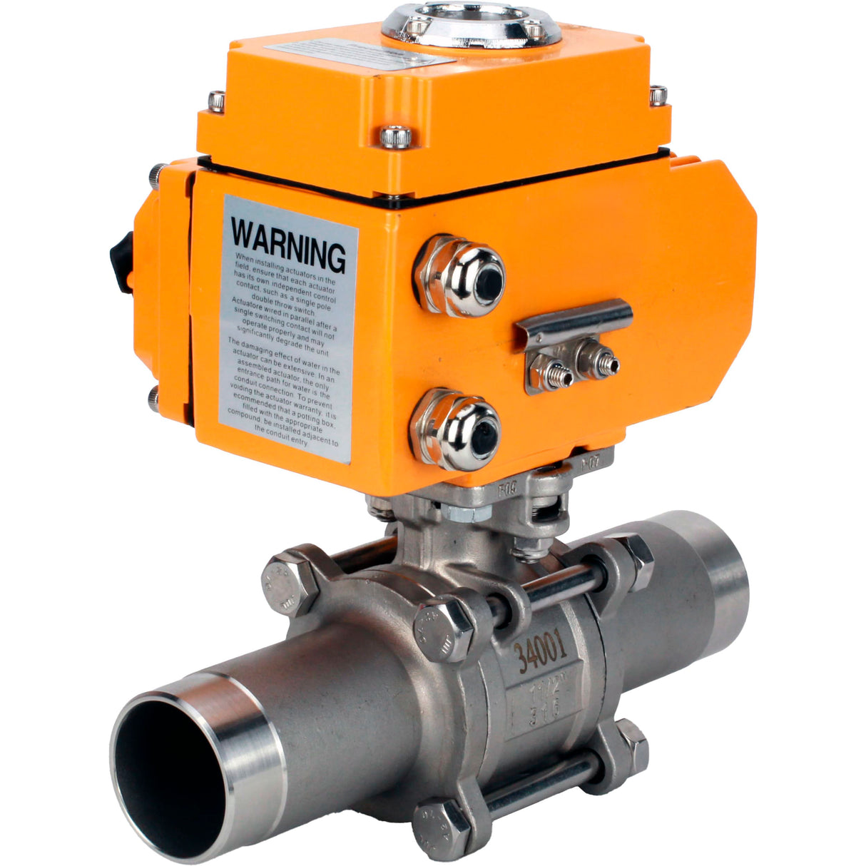 Ball valves Elephant BV3131P(3pc)-FP-W-ISO-H LONG full bore, body - stainless steel 304, welded, with 1/4-turn electric drive Elephant QT-N-EM-O1-24VDC-U1 24V