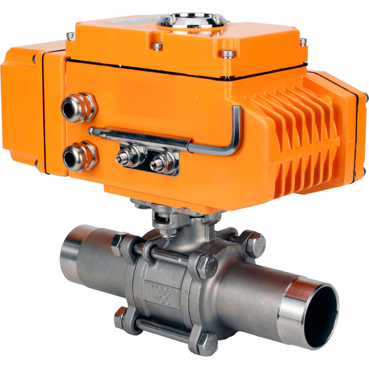 Ball valves Elephant BV3131P(3pc)-FP-W-ISO-H LONG full bore, body - stainless steel 304, welded, with 1/4-turn electric drive Elephant QT-N-EM-A1-220VAC-U1 with feedback sensor and input control signal 4-20 mA