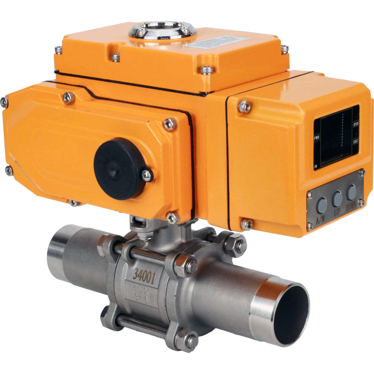 Ball valves Elephant BV3131P(3pc)-FP-W-ISO-H LONG full bore, body - stainless steel 304, welded, with 1/4-turn electric drive Elephant QT-N-EM-A1-220VAC-U1 with feedback sensor and input control signal 4-20 mA