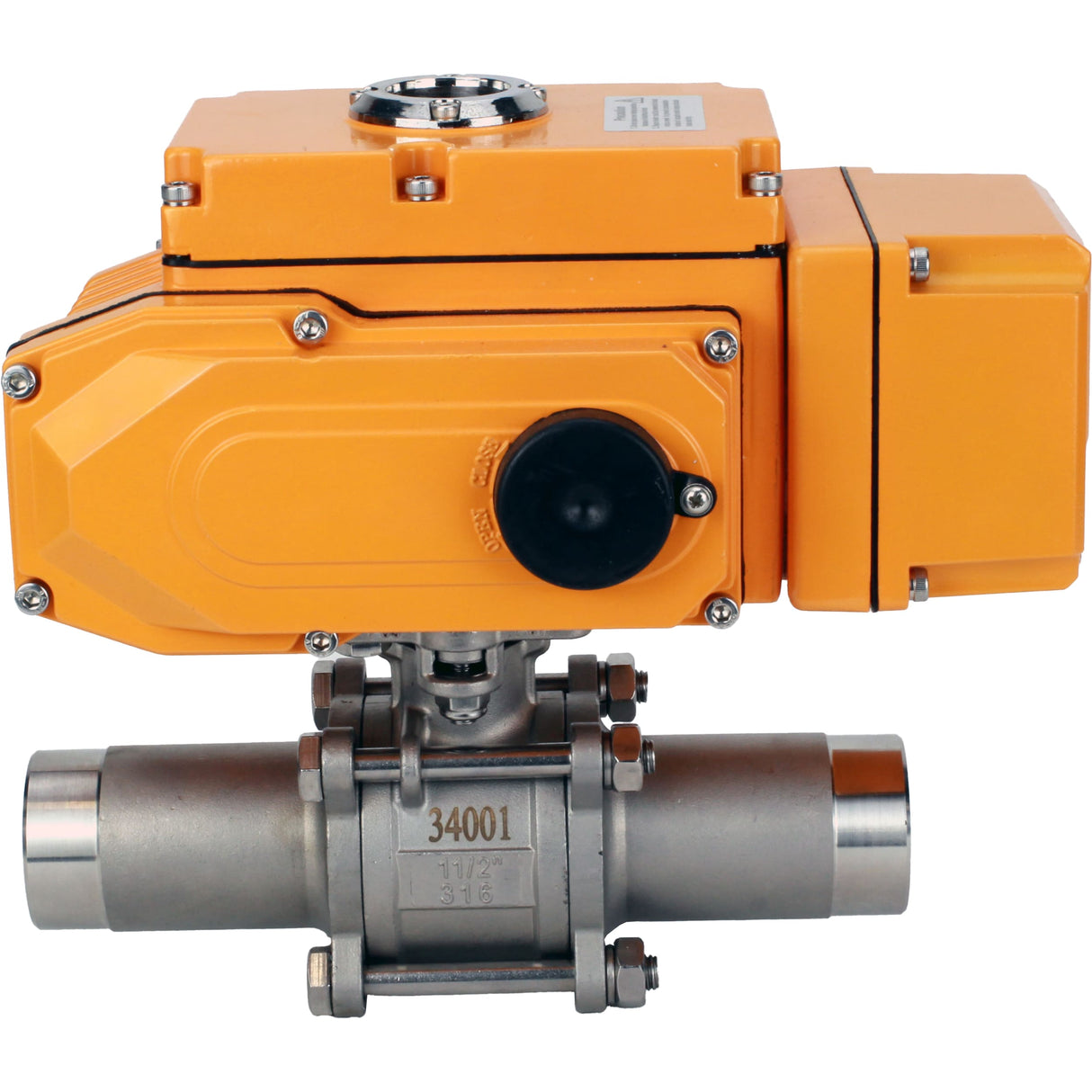 Ball valves Elephant BV3131P(3pc)-FP-W-ISO-H LONG full bore, body - stainless steel 304, welded, with 1/4-turn electric drive Elephant QT-N-EM-A1-220VAC-U1 with feedback sensor and input control signal 4-20 mA