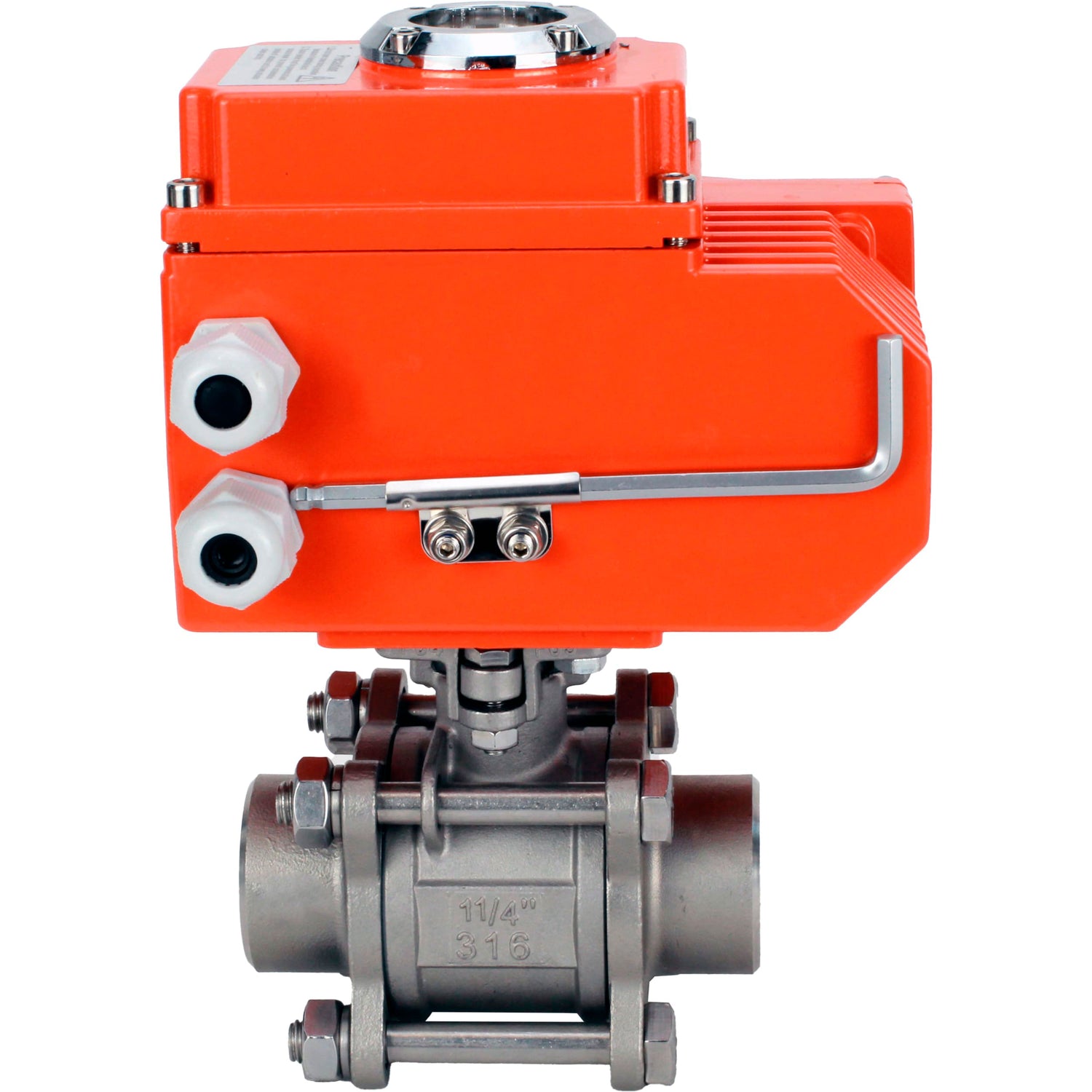 Ball valves Elephant BV3232P(3pc)-FP-W-ISO-H WDVF DN15-32 63 bar full bore, body - 316 stainless steel, seal - PTFE, for welding, with a 1/4-turn electric drive Elephant QT-N-EM-O1-220VAC-U1 HARK