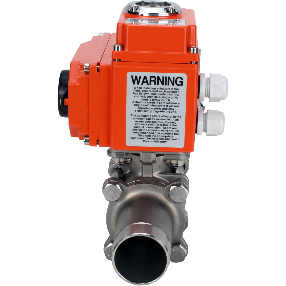 Ball valves Elephant BV3232P(3pc)-FP-W-ISO-H LONG full bore, welded, body - stainless steel SS316, seal - PTFE, with 1/4-turn electric drive QT-N-003EM-O1-24VDC-U1 24V HARK