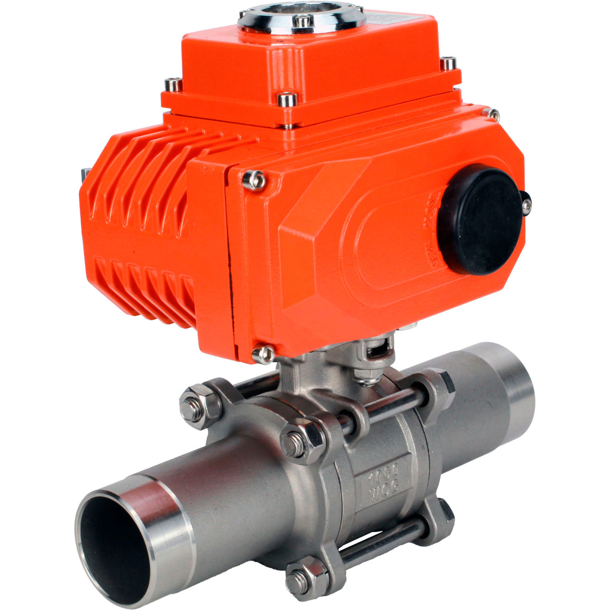 Ball valves Elephant BV3232P(3pc)-FP-W-ISO-H LONG full bore, welded, body - stainless steel SS316, seal - PTFE, with 1/4-turn electric drive QT-N-003EM-O1-24VDC-U1 24V HARK