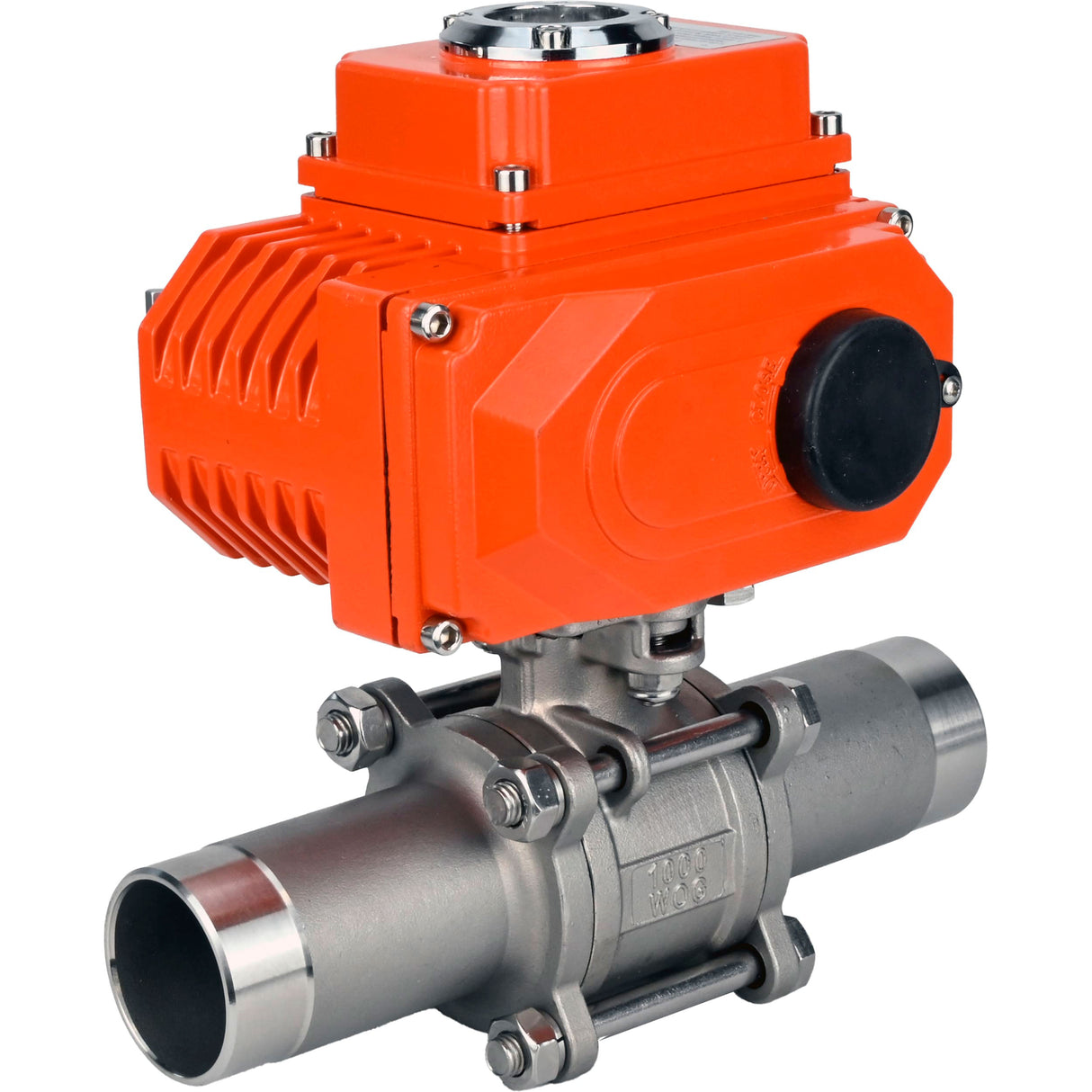 Ball valves Elephant BV3232P(3pc)-FP-W-ISO-H LONG full bore, welded, body - stainless steel SS316, seal - PTFE, with 1/4-turn electric drive QT-N-EM-O1-380VAC-U1 380V HARK