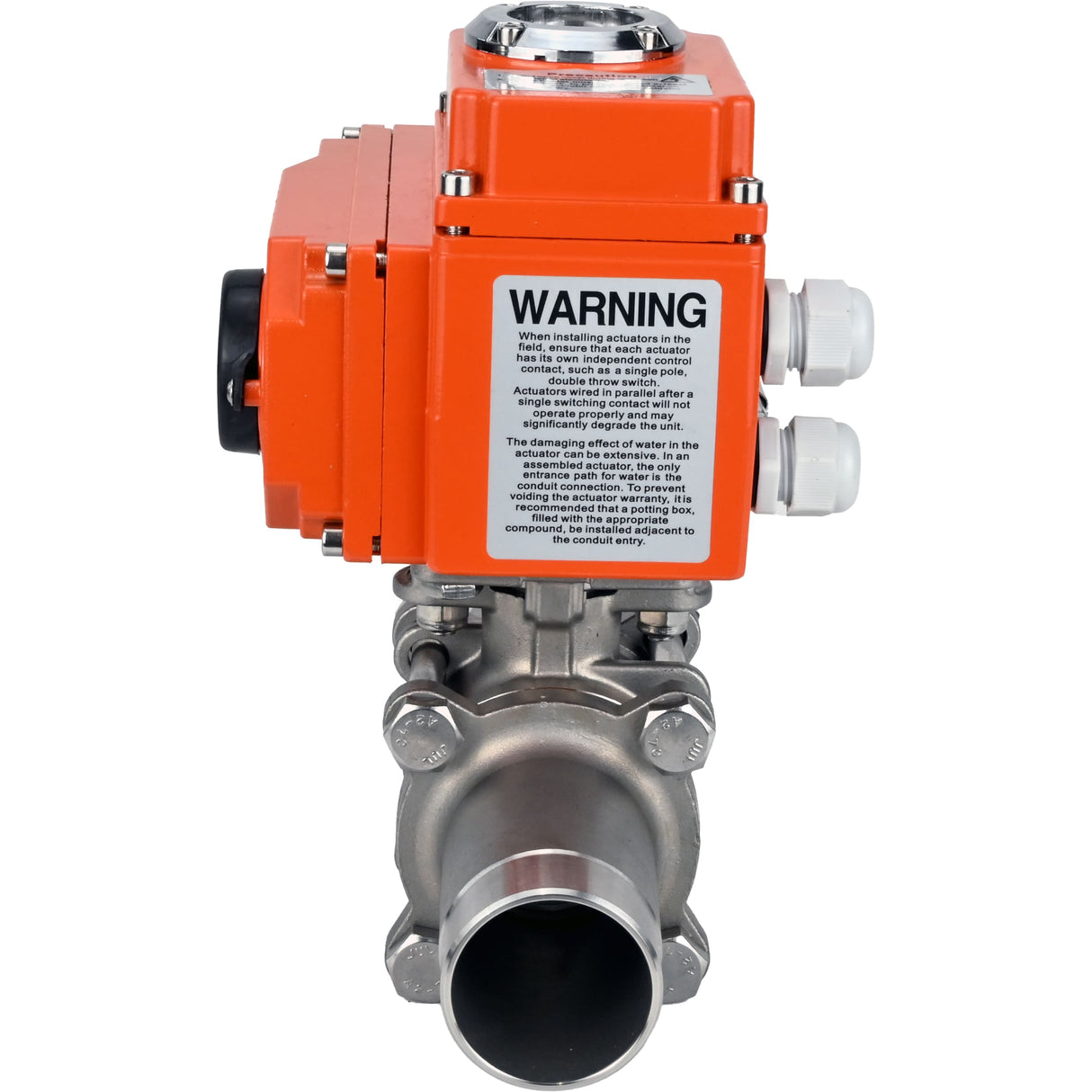 Ball valves Elephant BV3232P(3pc)-FP-W-ISO-H LONG full bore, welded, body - stainless steel SS316, seal - PTFE, with 1/4-turn electric drive QT-N-EM-O1-380VAC-U1 380V HARK