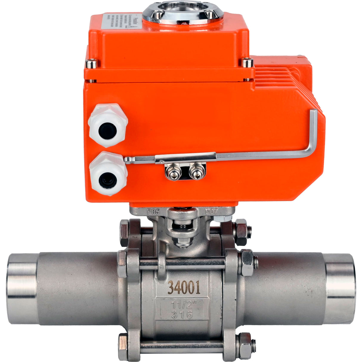 Ball valves Elephant BV3232P(3pc)-FP-W-ISO-H LONG full bore, welded, body - stainless steel SS316, seal - PTFE, with 1/4-turn electric drive QT-N-EM-O1-380VAC-U1 380V HARK
