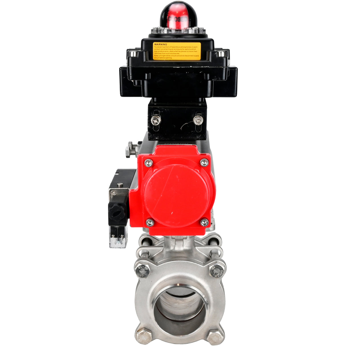 Ball valves Elephant BV3232P(3pc)-FP-W-ISO-H WDVF DN15-32 63 bar full bore, body - 316 stainless steel, seal - PTFE, for welding, with PA-SA pneumatic actuator, pneumatic distributor 4M310-08 NAMUR 24V, LSU APL-410N EX