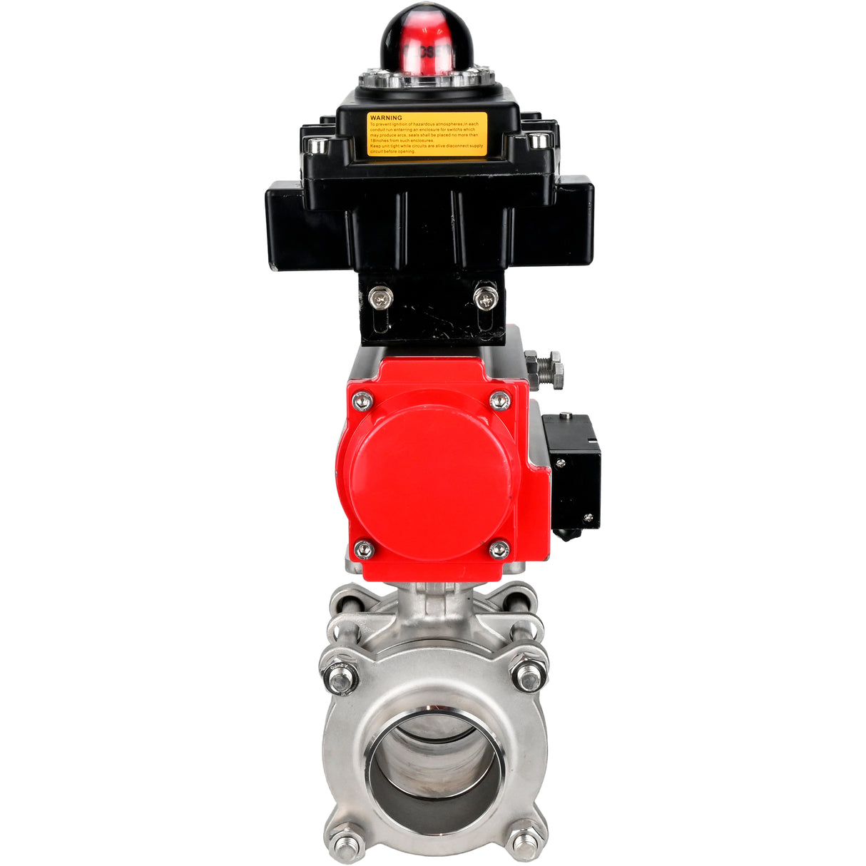 Ball valves Elephant BV3232P(3pc)-FP-W-ISO-H WDVF DN15-32 63 bar full bore, body - 316 stainless steel, seal - PTFE, for welding, with PA-SA pneumatic actuator, pneumatic distributor 4M310-08 NAMUR 24V, LSU APL-410N EX