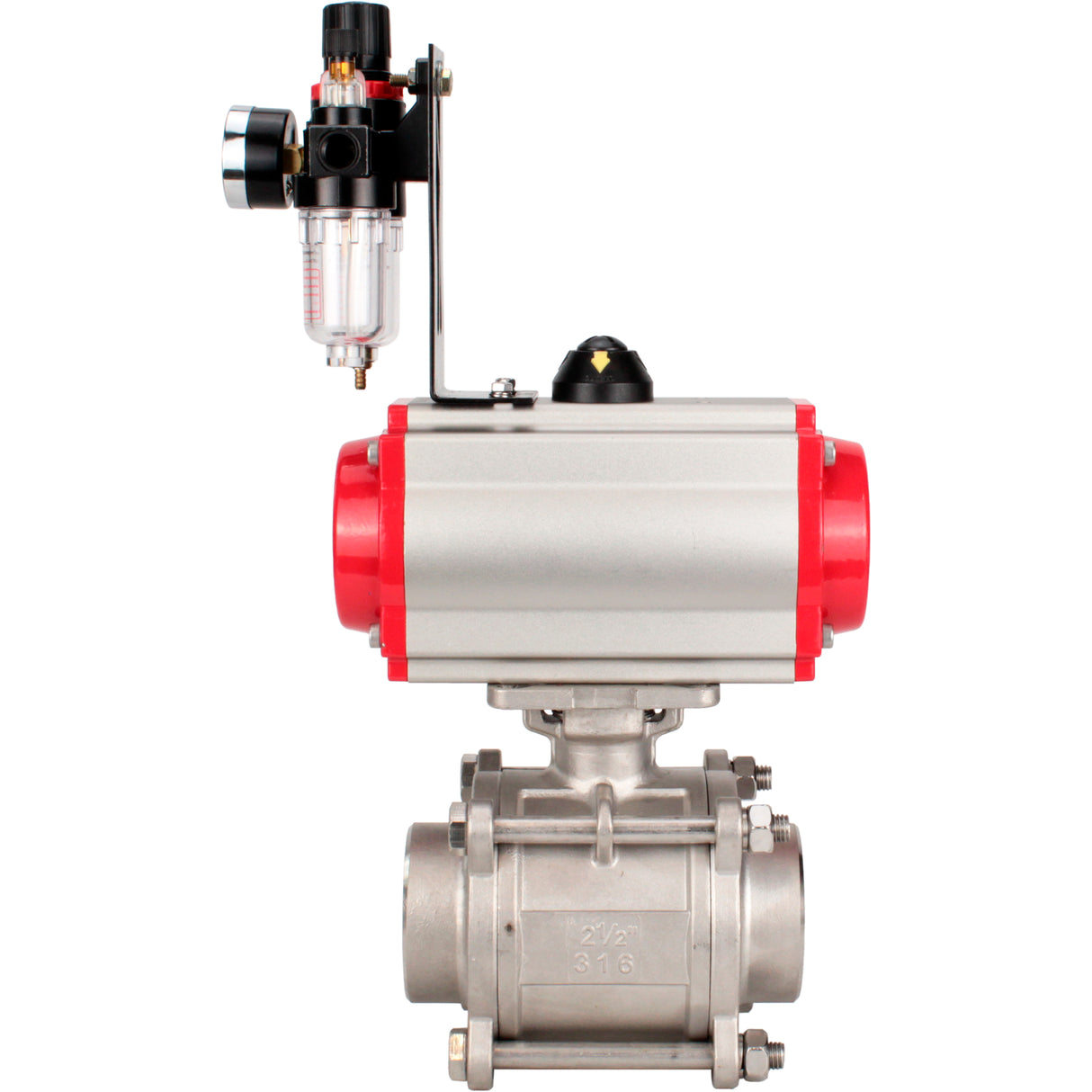 Ball valves Elephant BV3232P(3pc)-FP-W-ISO-H WDVF DN15-32 63 bar full bore, body - 316 stainless steel, seal - PTFE, for welding, with PA-DA pneumatic actuator, pneumatic distributor 4M310-08 NAMUR 220V, ATU AFC2000