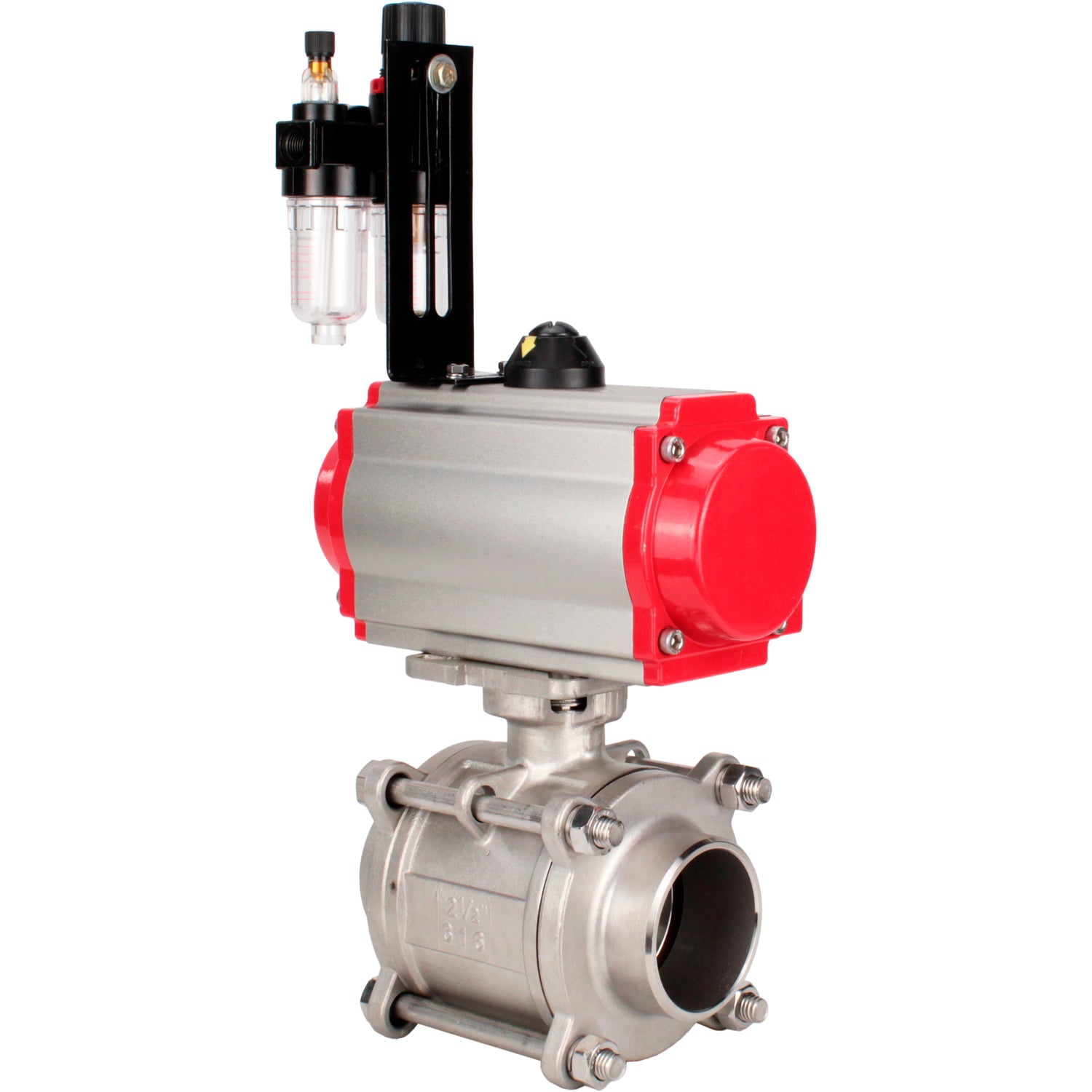 Ball valves Elephant BV3232P(3pc)-FP-W-ISO-H WDVF DN15-32 63 bar full bore, body - 316 stainless steel, seal - PTFE, for welding, with PA-DA pneumatic actuator, pneumatic distributor 4M310-08 NAMUR 220V, ATU AFC2000