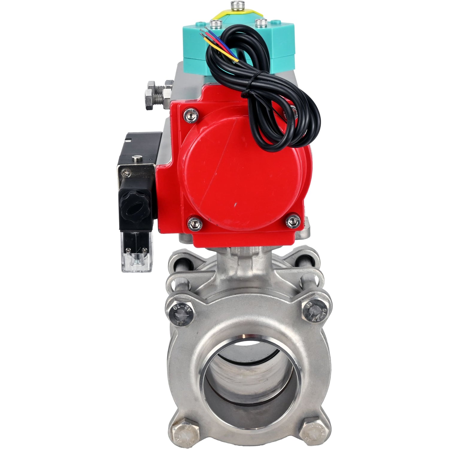 Ball valves Elephant BV3232P(3pc)-FP-W-ISO-H WDVF DN15-32 63 bar full bore, body - 316 stainless steel, seal - PTFE, for welding, with PA-DA pneumatic actuator, pneumatic distributor 4M310-08 NAMUR 220V and ALS200D magnetic switch